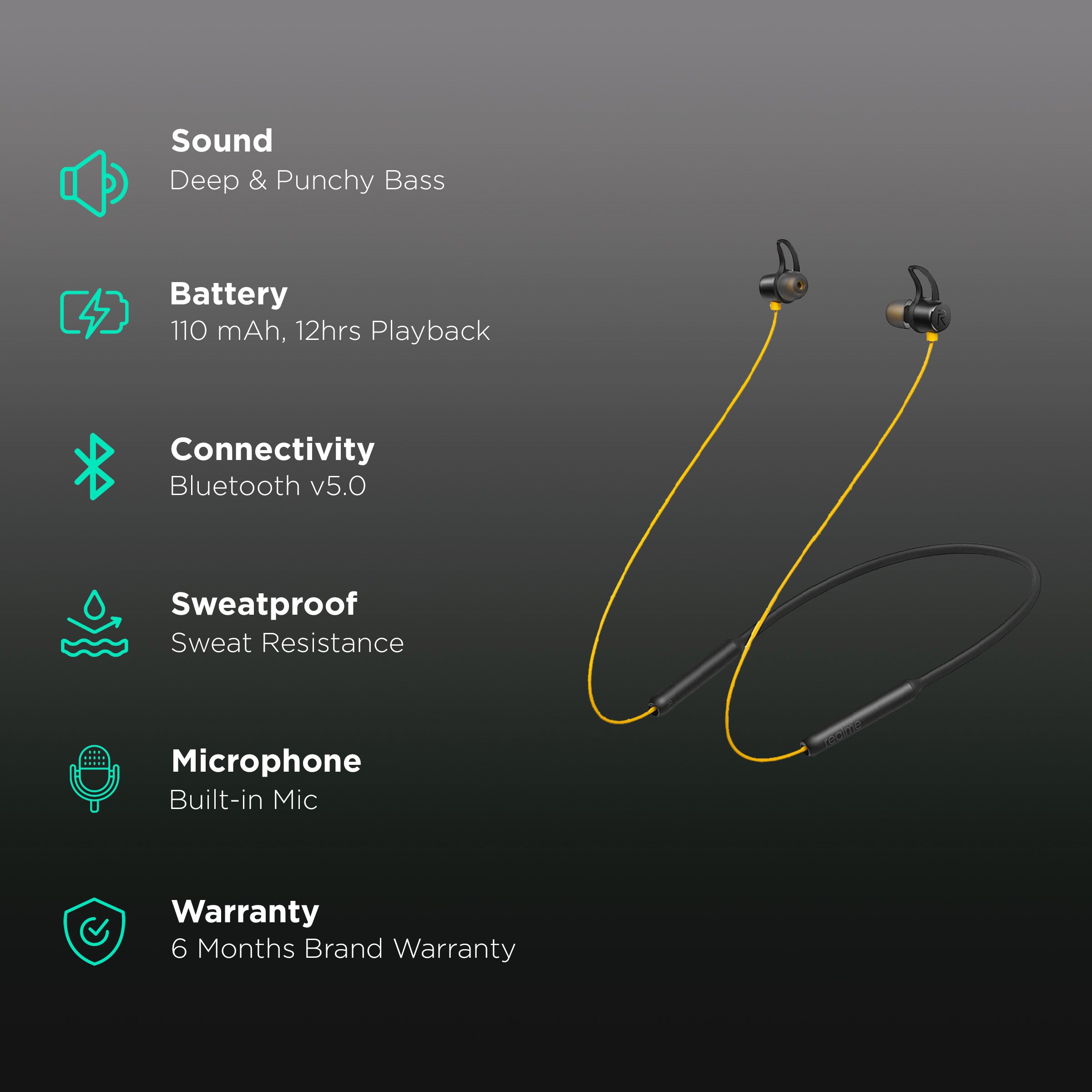 realme Buds ACCFHGZFS7GB9CVM Neckband (IPX4 Sweat Resistant, 12 Hours Playtime, Yellow) realme Buds ACCFHGZFS7GB9CVM Neckband (IPX4 Sweat Resistant, 12 Hours Playtime, Yellow)_2