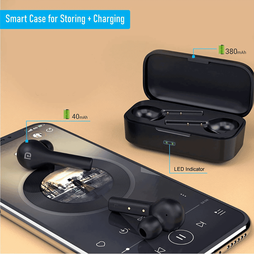 PORTRONICS Harmonics Twins II POR 1050 TWS Earbuds with Passive Noise Cancellation (IPX4 Water Resistant, 4 Hours Playback, Black)_5