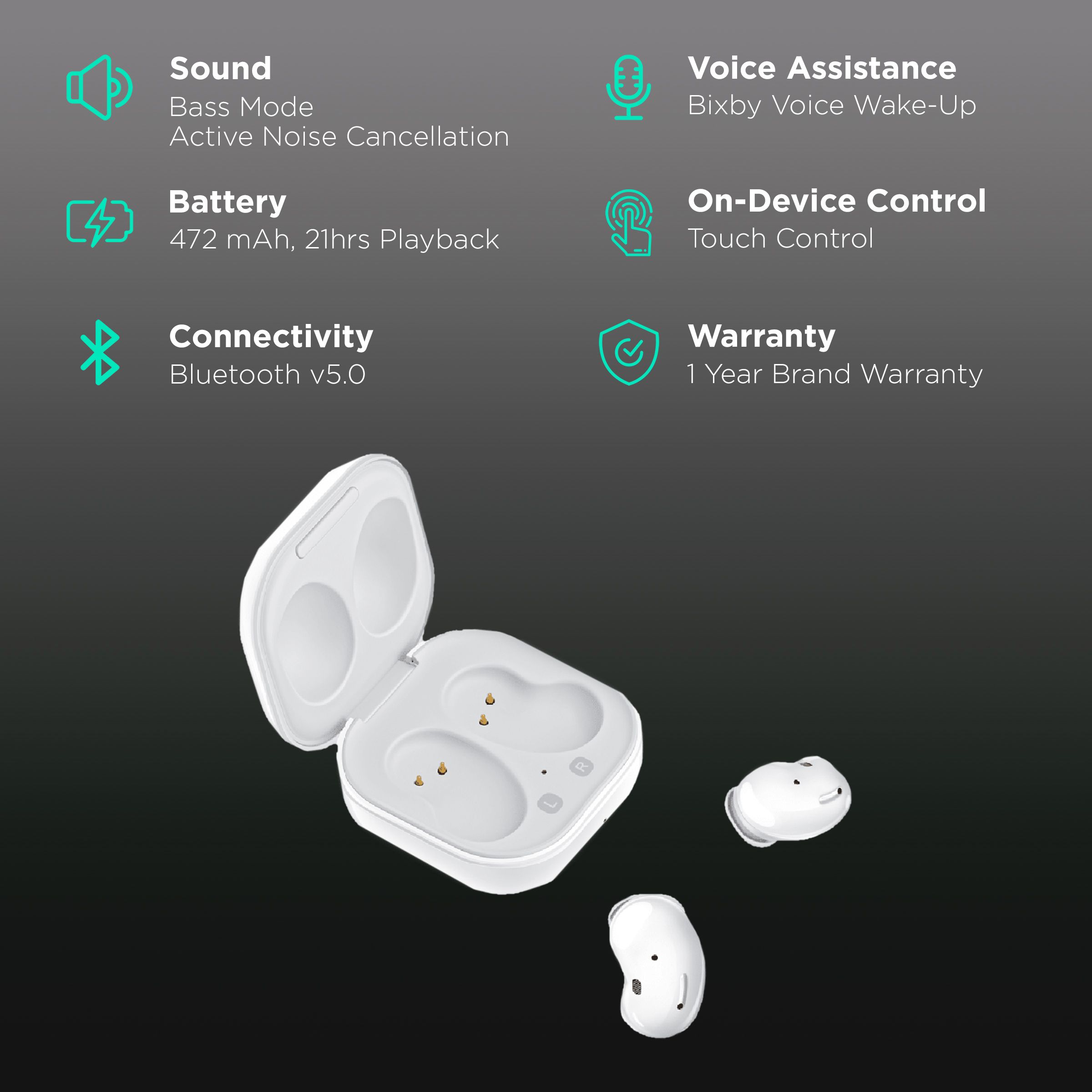 SAMSUNG Galaxy Buds Live SM-R180NZWAINU TWS Earbuds with Active Noise Cancellation (21 Hours Playback, Mystic White) SAMSUNG Galaxy Buds Live SM-R180NZWAINU TWS Earbuds with Active Noise Cancellation (21 Hours Playback, Mystic White)_2