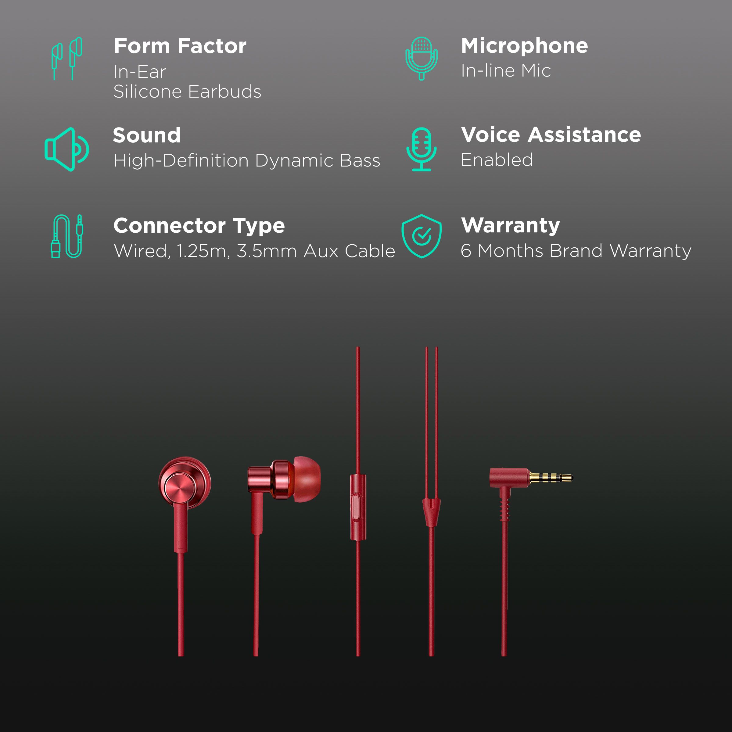 Redmi BHR4206IN Wired Earphone with Mic (In Ear, Red)_2