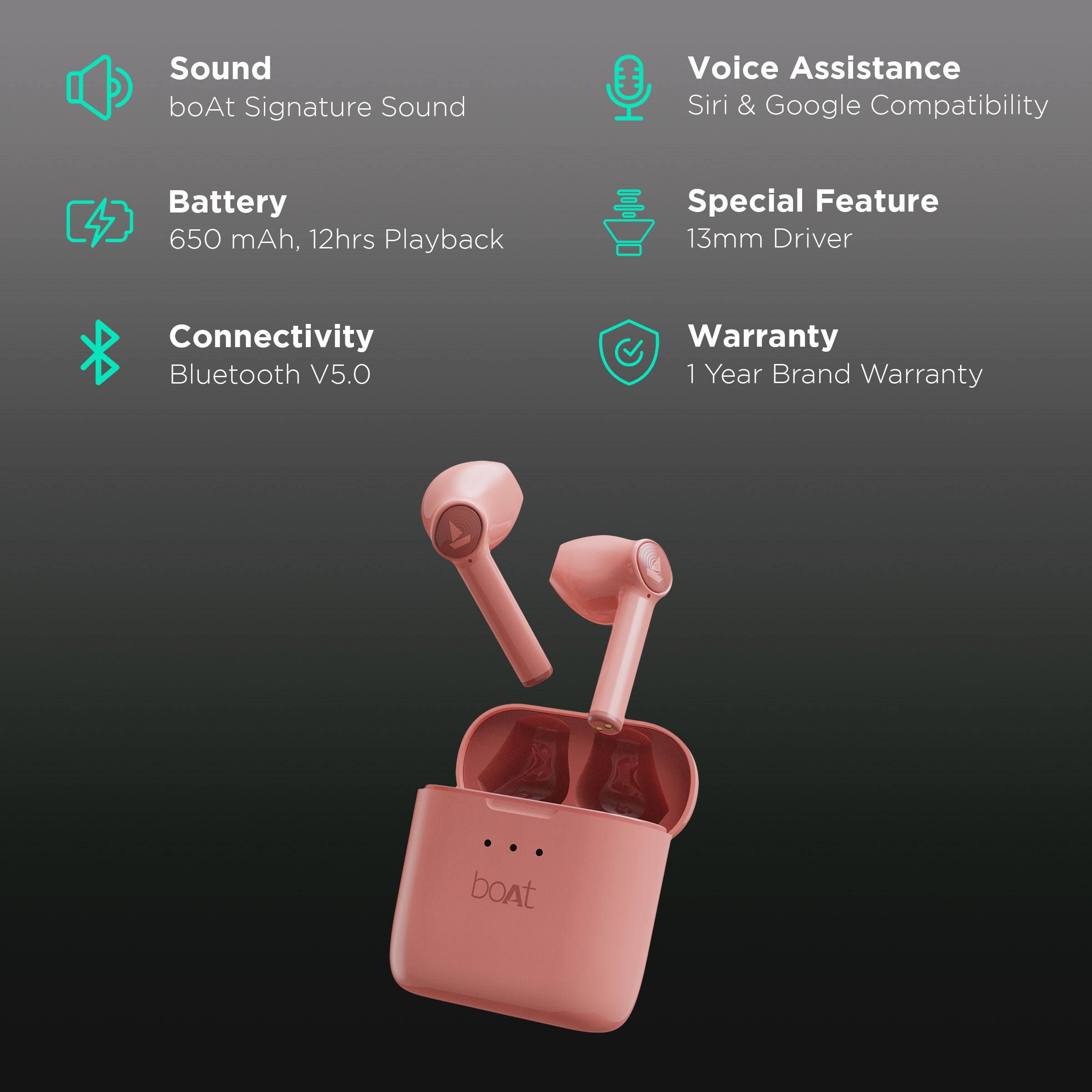 boAt Airdopes 138 TWS Earbuds (IPX4 Water & Dust Resistant, 12 Hours Playback, Light Pink) boAt Airdopes 138 TWS Earbuds (IPX4 Water & Dust Resistant, 12 Hours Playback, Light Pink)_2