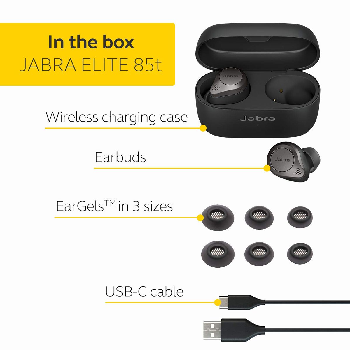 Jabra Elite 85t 100-99190000-40 TWS Earbuds with Active Noise Cancellation (IPX4 Waterproof & Dustproof, 25 Hours Playtime, Titanium Black) Jabra Elite 85t 100-99190000-40 TWS Earbuds with Active Noise Cancellation (IPX4 Waterproof & Dustproof, 25 Hours Playtime, Titanium Black)_3