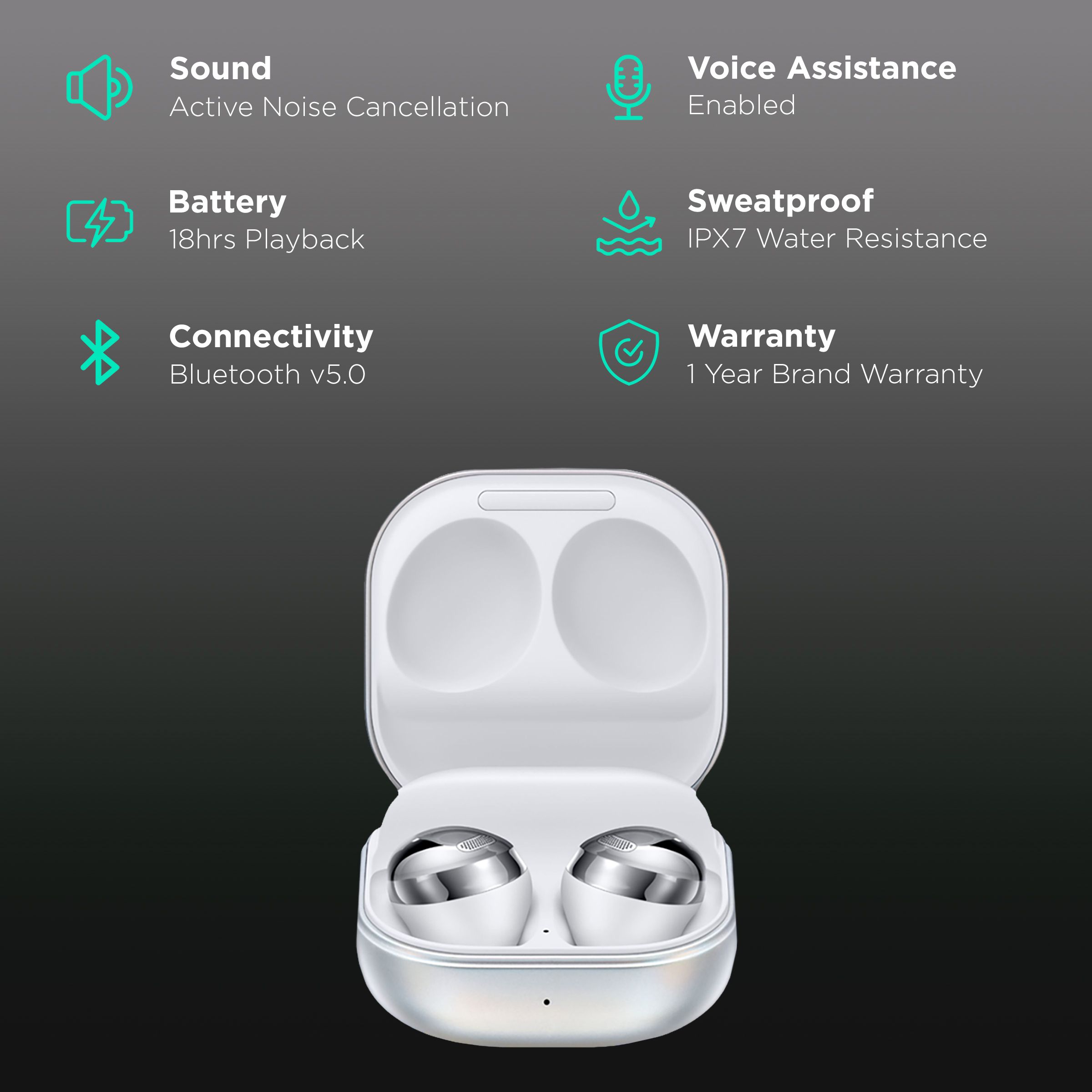 SAMSUNG Galaxy Buds Pro SM-R190NZSAINU TWS Earbuds with Active Noise Cancellation (Sweat & Water Resistant, 18 Hours Playback, Phantom Silver) SAMSUNG Galaxy Buds Pro SM-R190NZSAINU TWS Earbuds with Active Noise Cancellation (Sweat & Water Resistant, 18 Hours Playback, Phantom Silver)_2