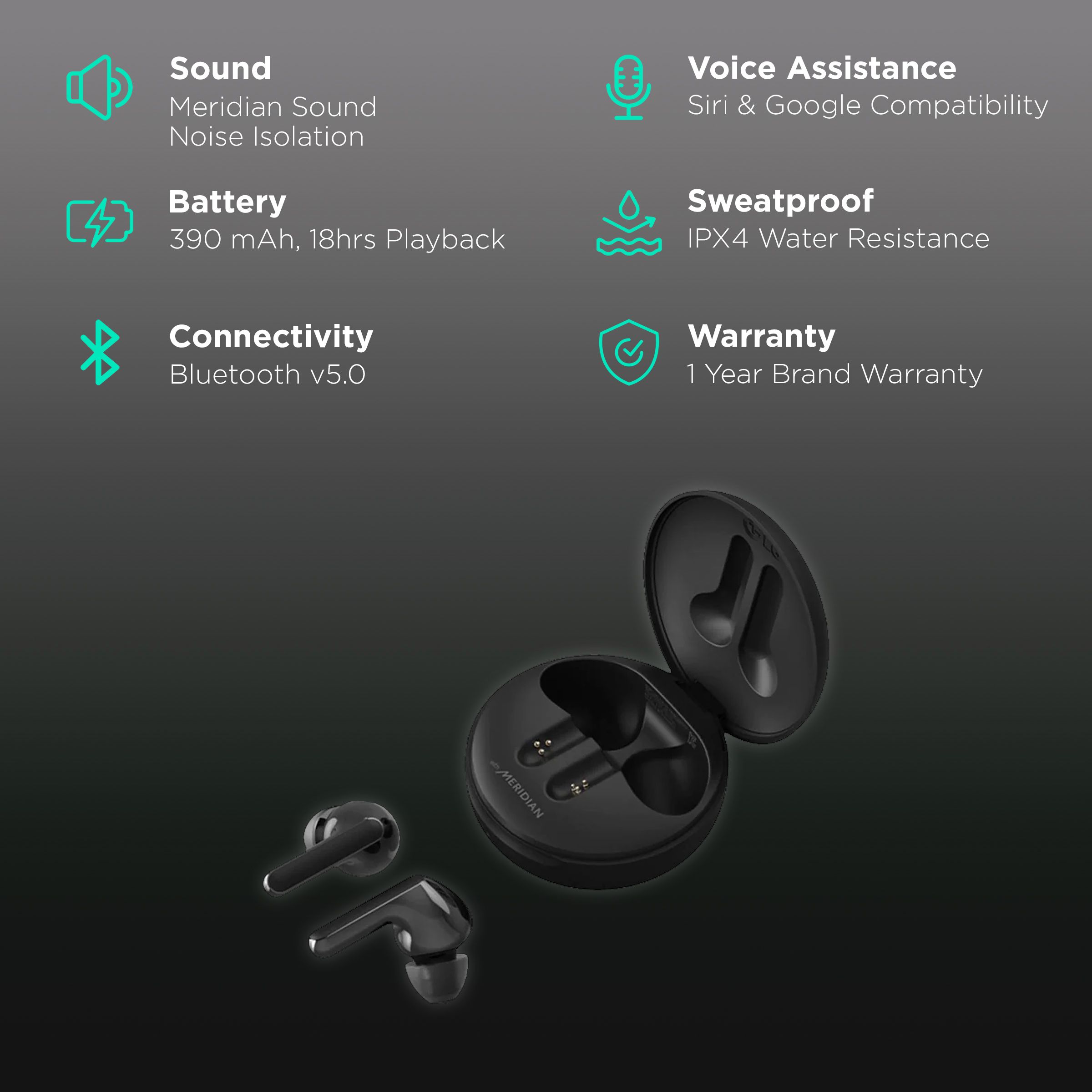 LG Tone Free HBS-FN5U.ABILBK TWS Earbuds with Noise Isolation (IPX4 Sweat & Water Resistant, 18 Hours Playback, Black) LG Tone Free HBS-FN5U.ABILBK TWS Earbuds with Noise Isolation (IPX4 Sweat & Water Resistant, 18 Hours Playback, Black)_2