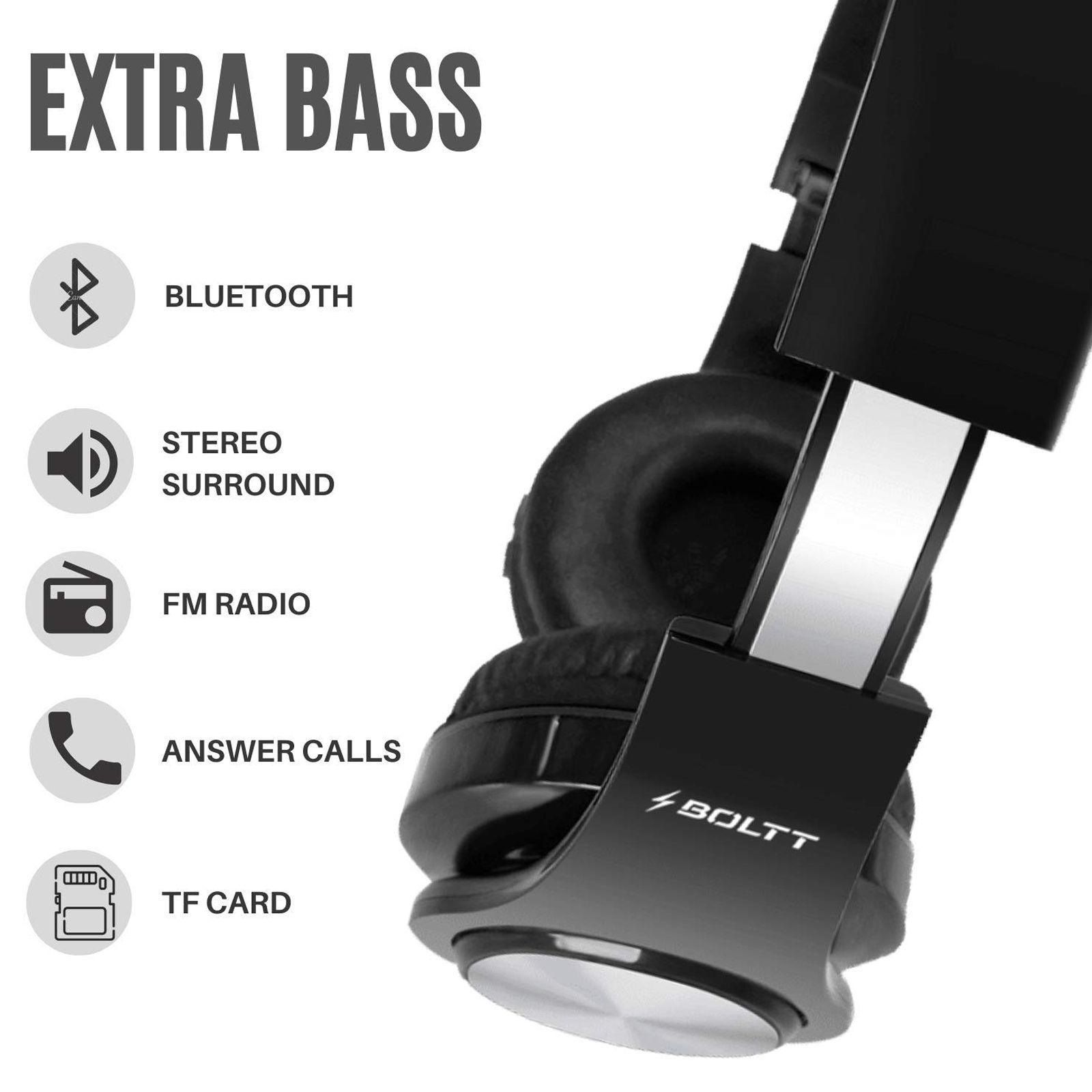 FIRE-BOLTT BH1001 BH1000 On-Ear Noise Isolation Wireless Headphone with Mic (Bluetooth 5.0, Exceptional Sound with Great Bass, Black)_8
