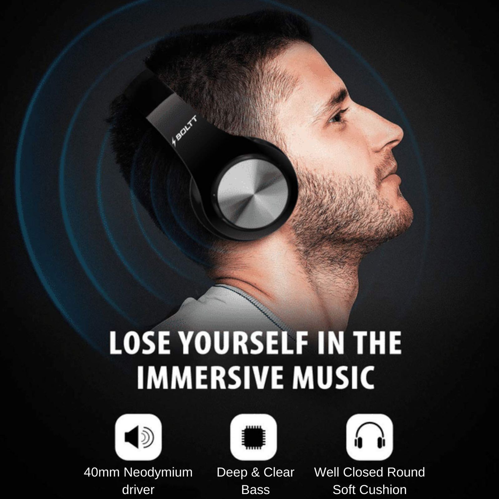 FIRE-BOLTT BH1001 BH1000 On-Ear Noise Isolation Wireless Headphone with Mic (Bluetooth 5.0, Exceptional Sound with Great Bass, Black)_10