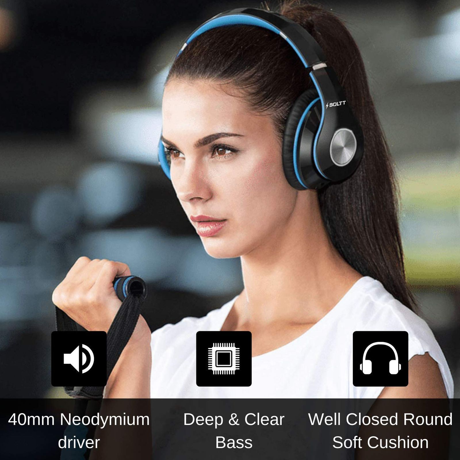 FIRE-BOLTT BH1001 BH1000 On-Ear Noise Isolation Wireless Headphone with Mic (Bluetooth 5.0, Exceptional Sound with Great Bass, Blue)_9