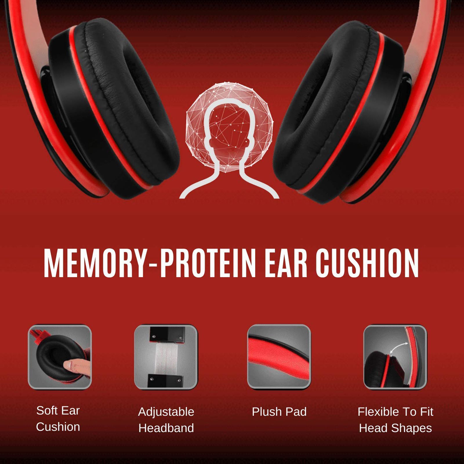 FIRE-BOLTT BH1001 BH1000 On-Ear Noise Isolation Wireless Headphone with Mic (Bluetooth 5.0, Exceptional Sound with Great Bass, Red) FIRE-BOLTT BH1001 BH1000 On-Ear Noise Isolation Wireless Headphone with Mic (Bluetooth 5.0, Exceptional Sound with Great Bass, Red)_9