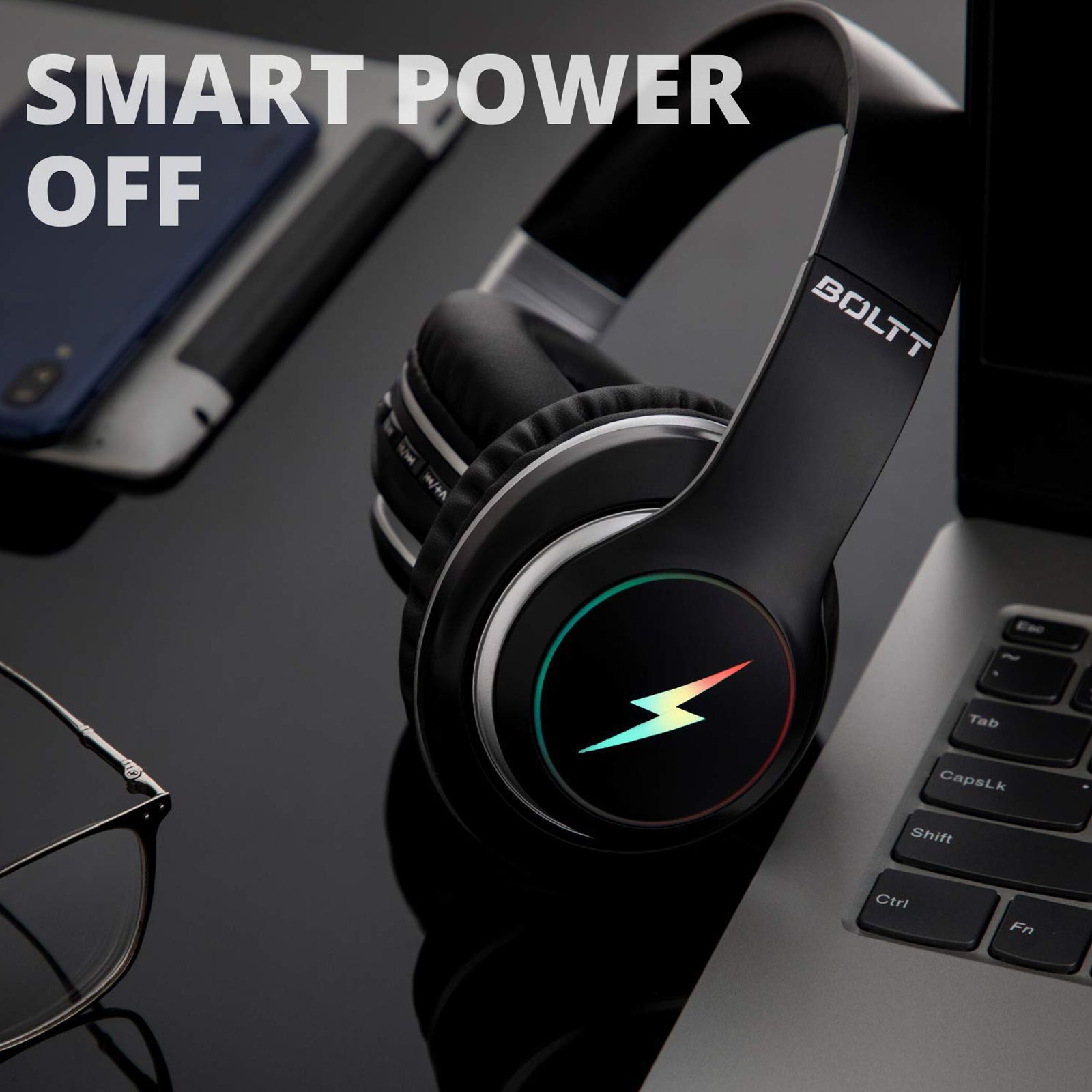 FIRE-BOLTT BH1201 BH1200 Over-Ear Noise Isolation Wireless Headphone with Mic (Bluetooth 5.0, Adjustable Headband, Black)_9