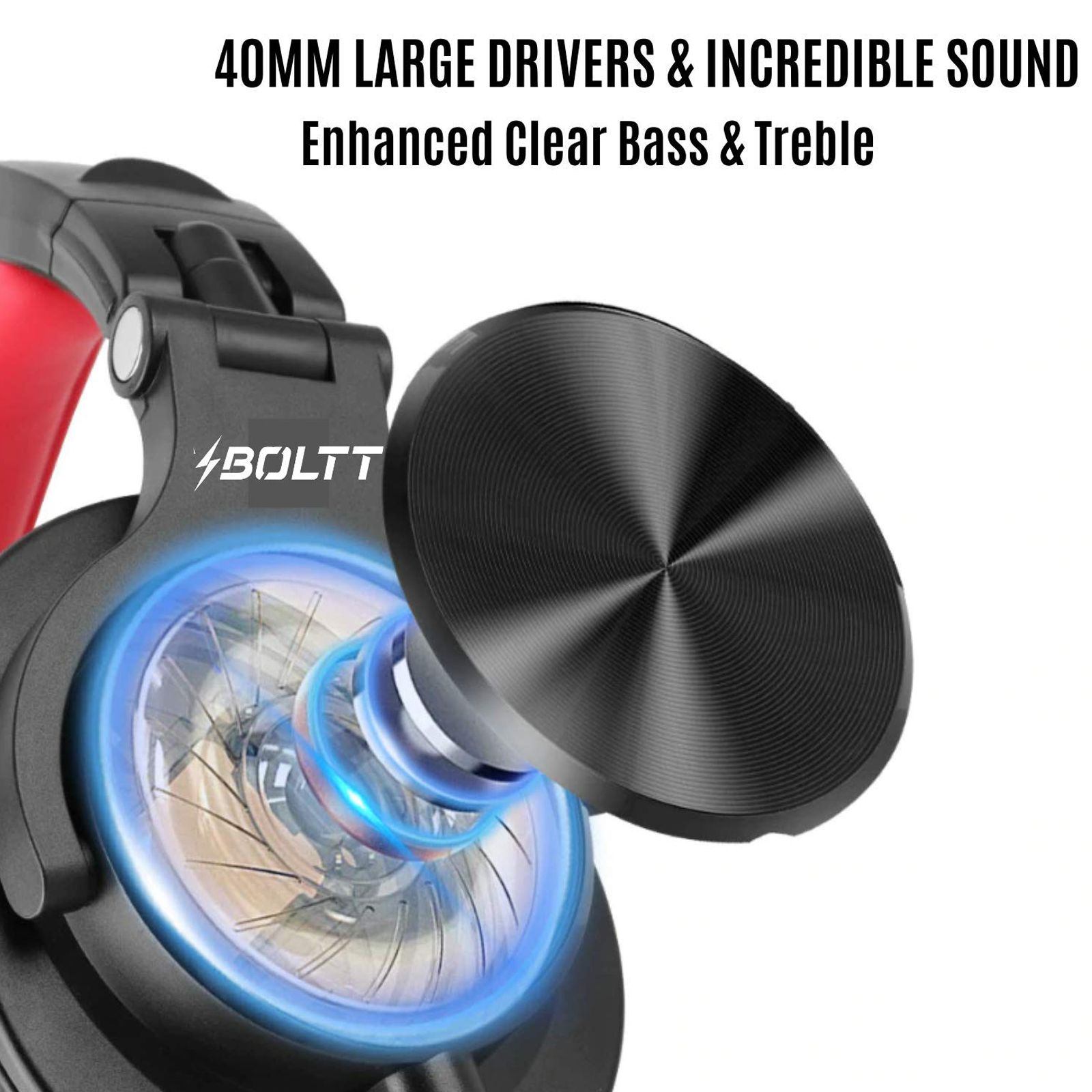 Fire-Boltt BH1400 Bluetooth Headphone with Mic (Bluetooth 5.0, Over-Ear, Red)_5