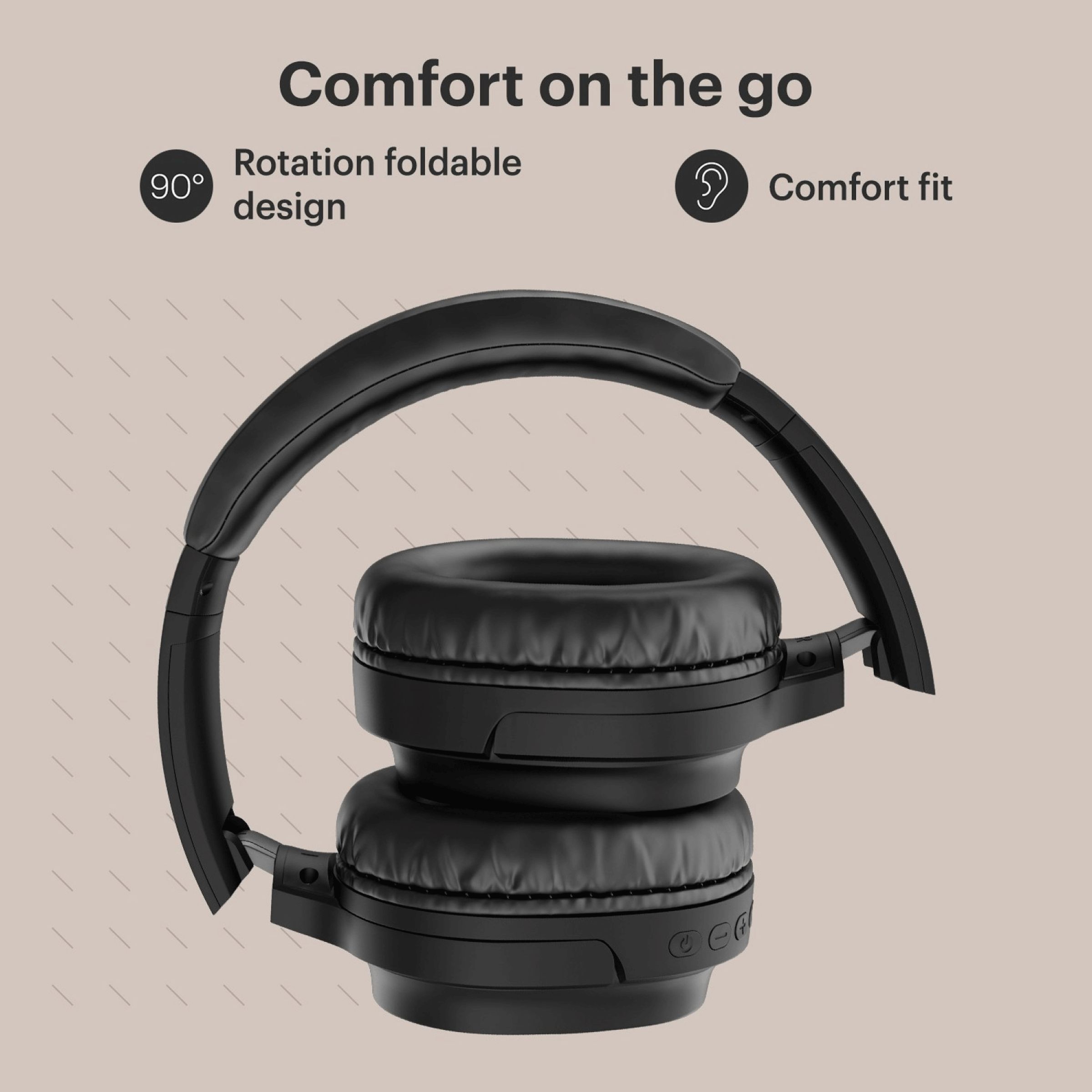 noise One Bluetooth Headphone with Mic (Tru Bass Technology, Over Ear, Soft Black)_6