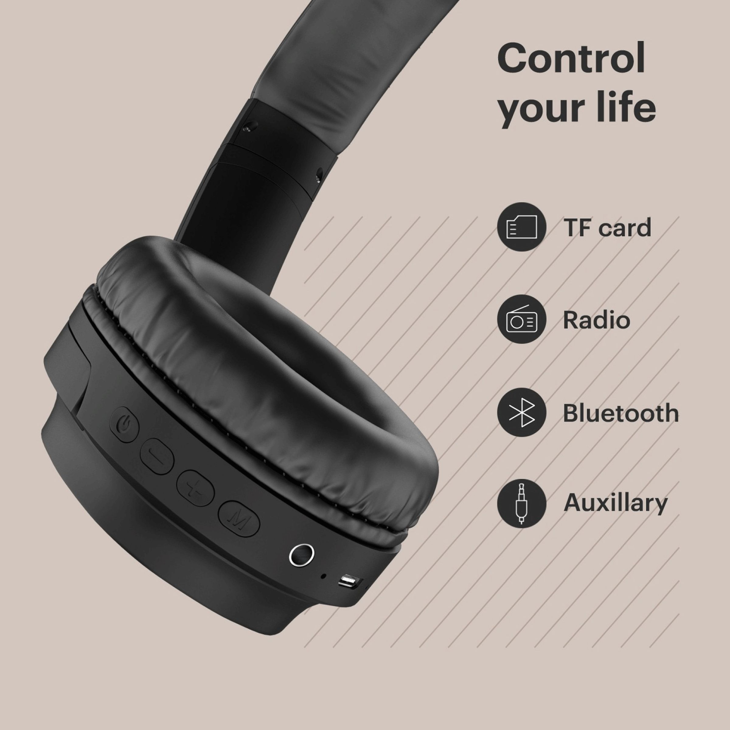 noise One Bluetooth Headphone with Mic (Tru Bass Technology, Over Ear, Soft Black)_7