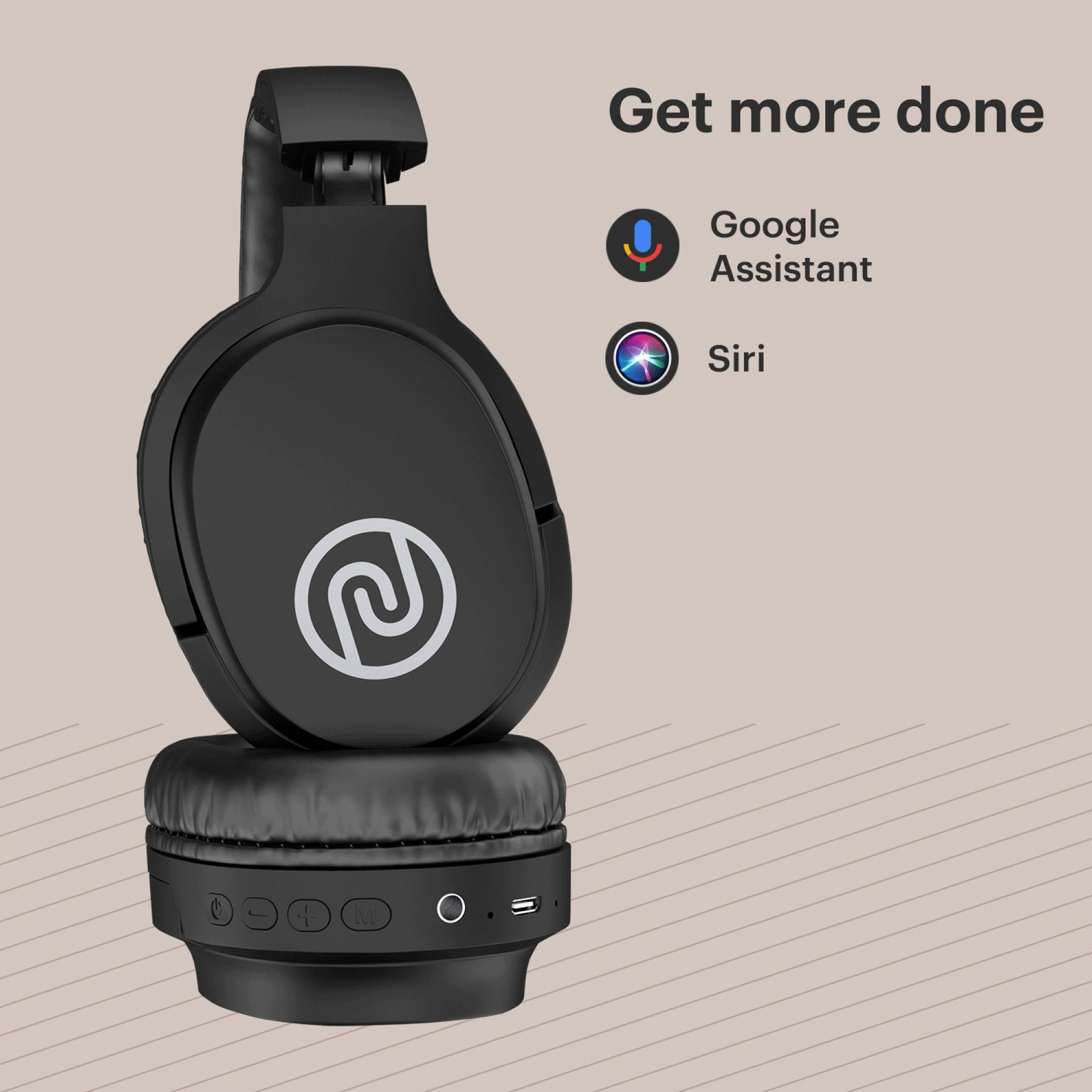 noise One Bluetooth Headphone with Mic (Tru Bass Technology, Over Ear, Soft Black)_10