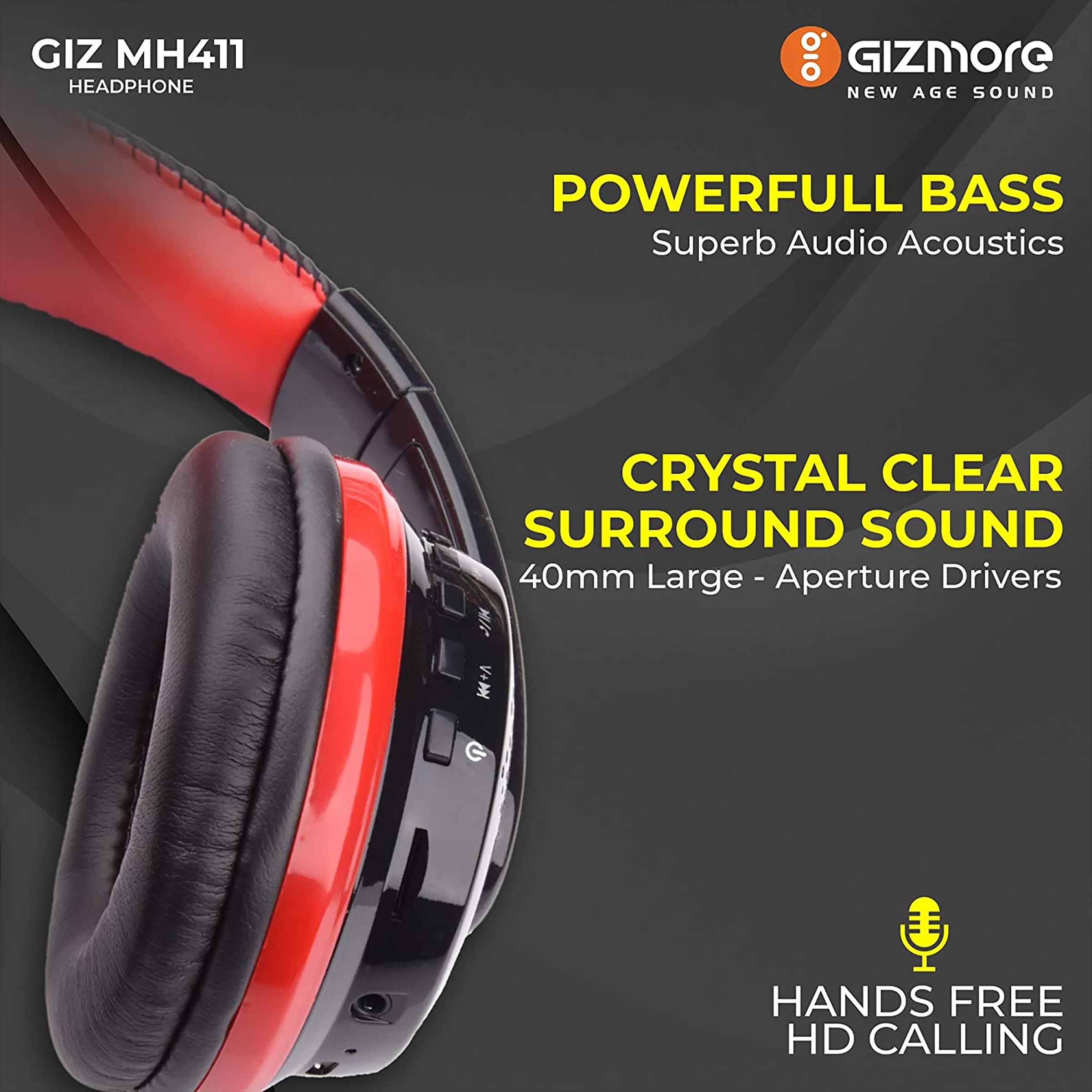 GIZmore Giz Over-Ear Hi-Fi Stereo Sound Active Noise Cancellation Wireless Headphone with Mic (Bluetooth 5.0, Red) GIZmore Giz Over-Ear Hi-Fi Stereo Sound Active Noise Cancellation Wireless Headphone with Mic (Bluetooth 5.0, Red)_6