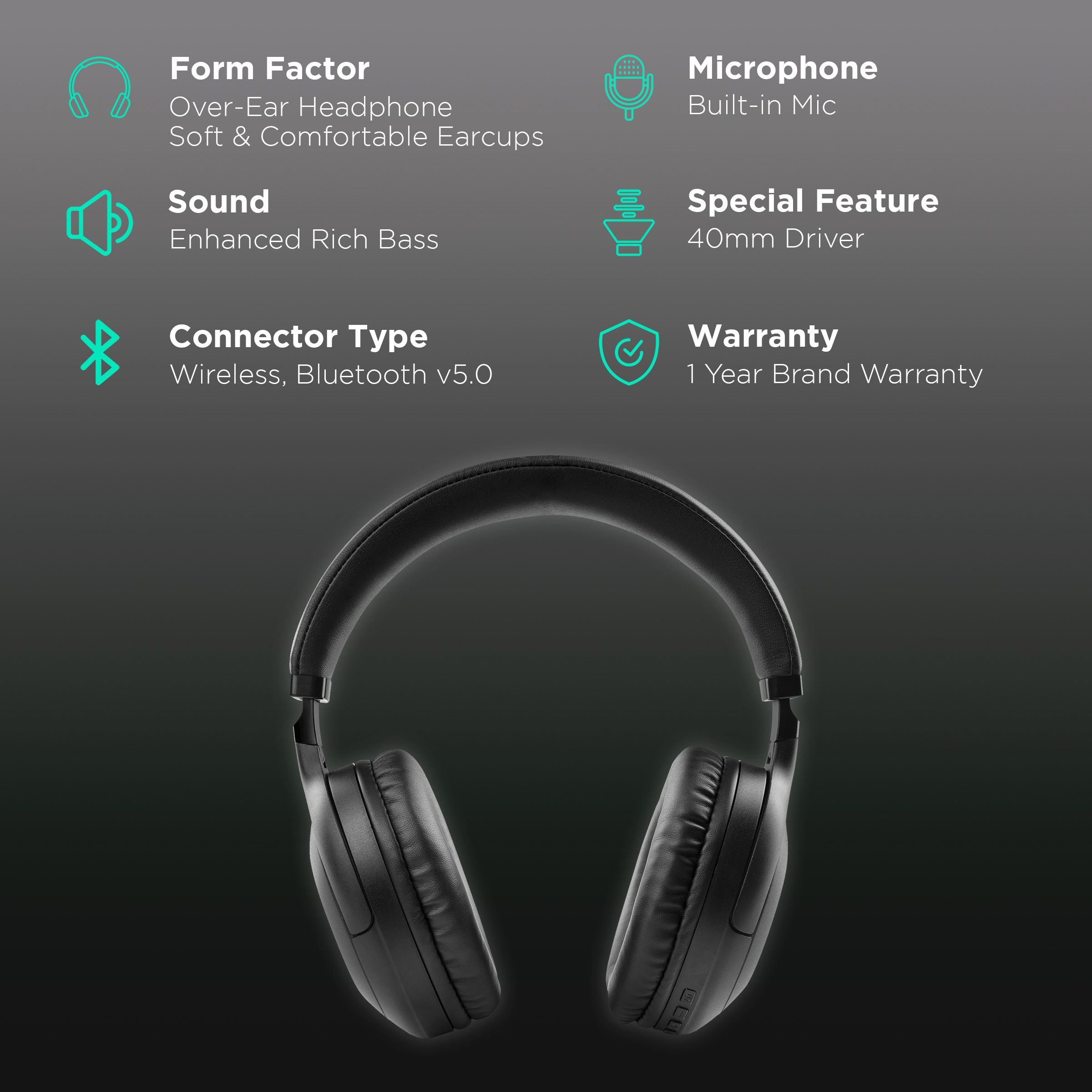 Croma Bluetooth Headphone with Mic (Up to 16 Hours Playback, On Ear, Black) Croma Bluetooth Headphone with Mic (Up to 16 Hours Playback, On Ear, Black)_2