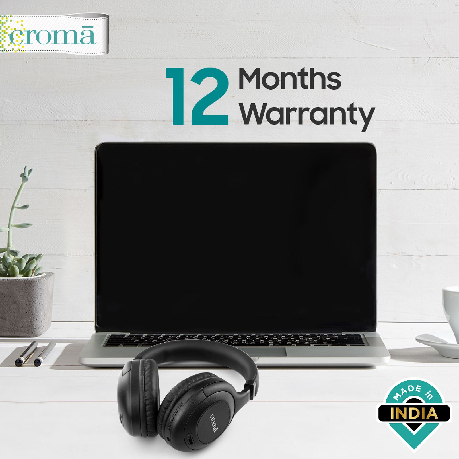 Croma Bluetooth Headphone with Mic (Up to 16 Hours Playback, On Ear, Black) Croma Bluetooth Headphone with Mic (Up to 16 Hours Playback, On Ear, Black)_6