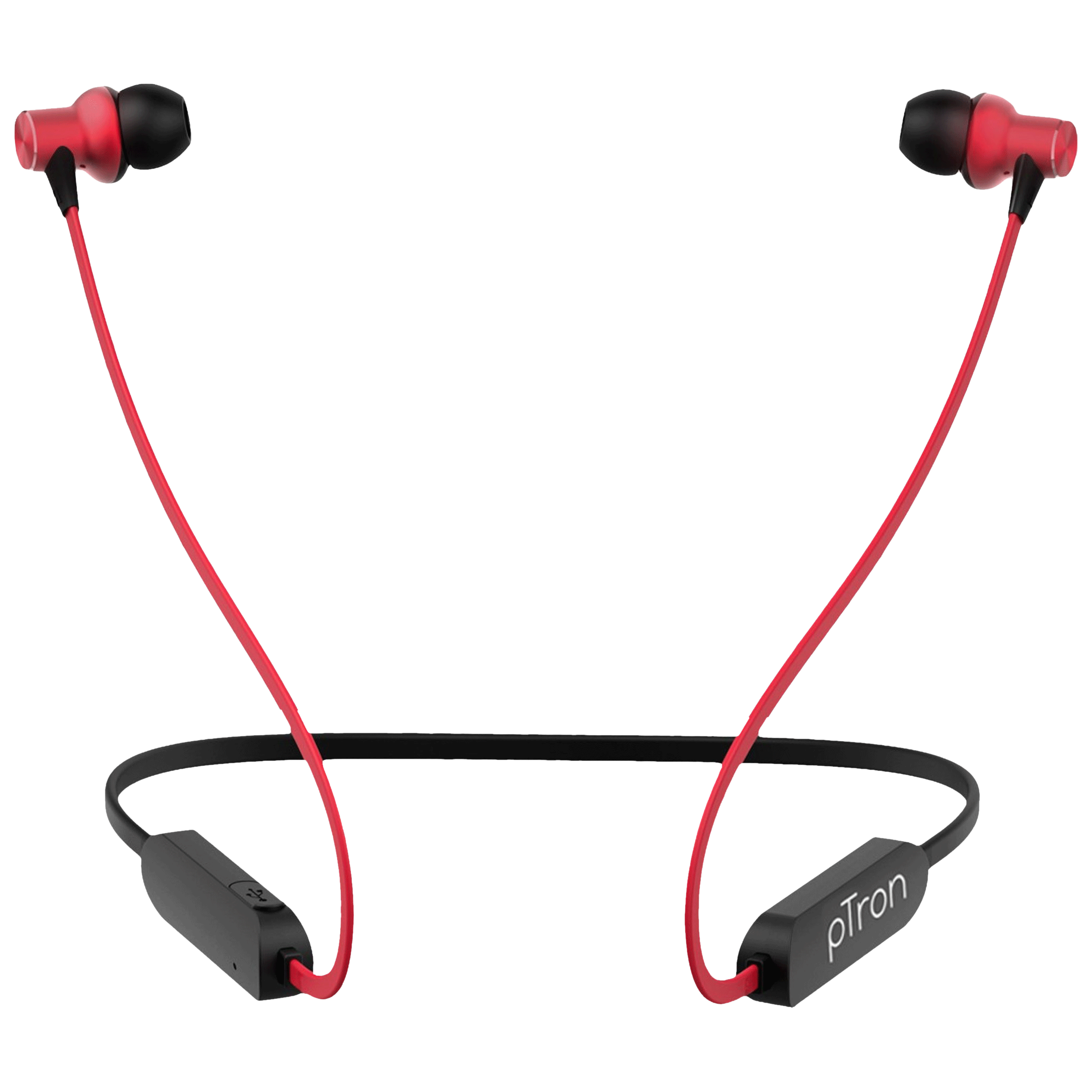 pTron Avento Classic 140317897 Neckband with Passive Noise Cancellation (Sweat & Water Resistant, 3.5 Hours Playtime, Black/Red) pTron Avento Classic 140317897 Neckband with Passive Noise Cancellation (Sweat & Water Resistant, 3.5 Hours Playtime, Black/Red)_1