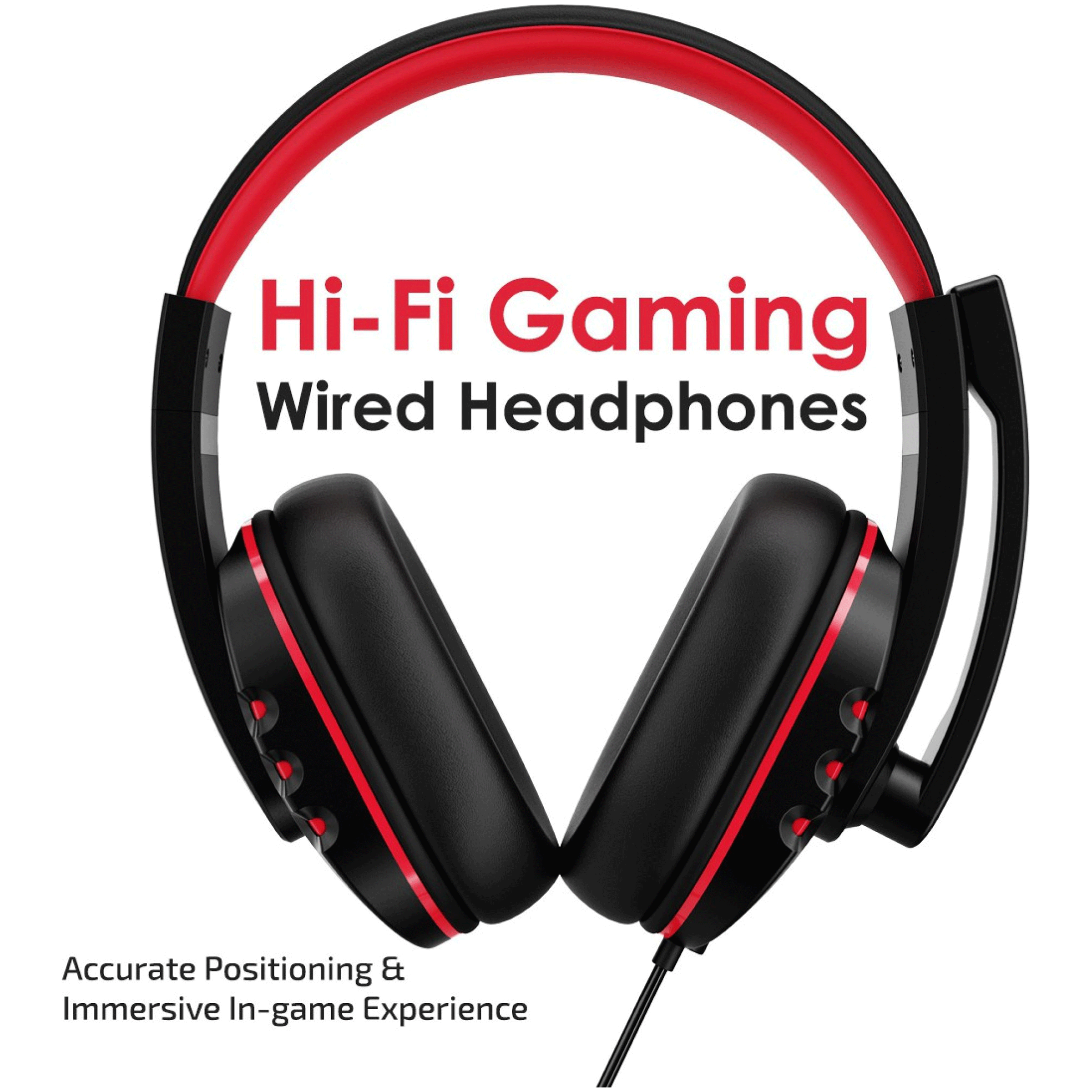 pTron Soundster Arcade 140317989 Over-Ear Wired Gaming Headphone with Mic (40mm Dynamic Driver, Black/Red)_5