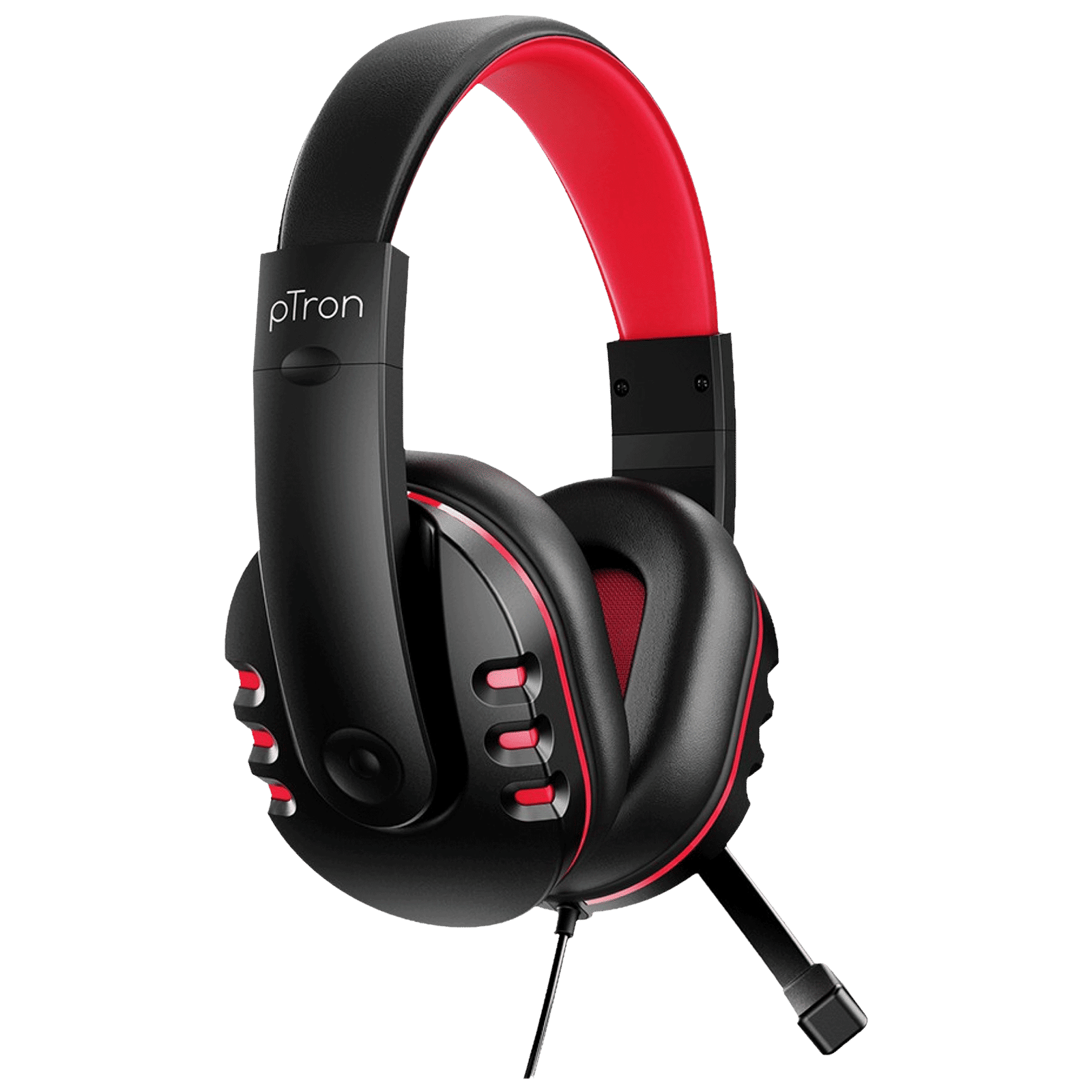 pTron Soundster Arcade 140317989 Over-Ear Wired Gaming Headphone with Mic (40mm Dynamic Driver, Black/Red)_3