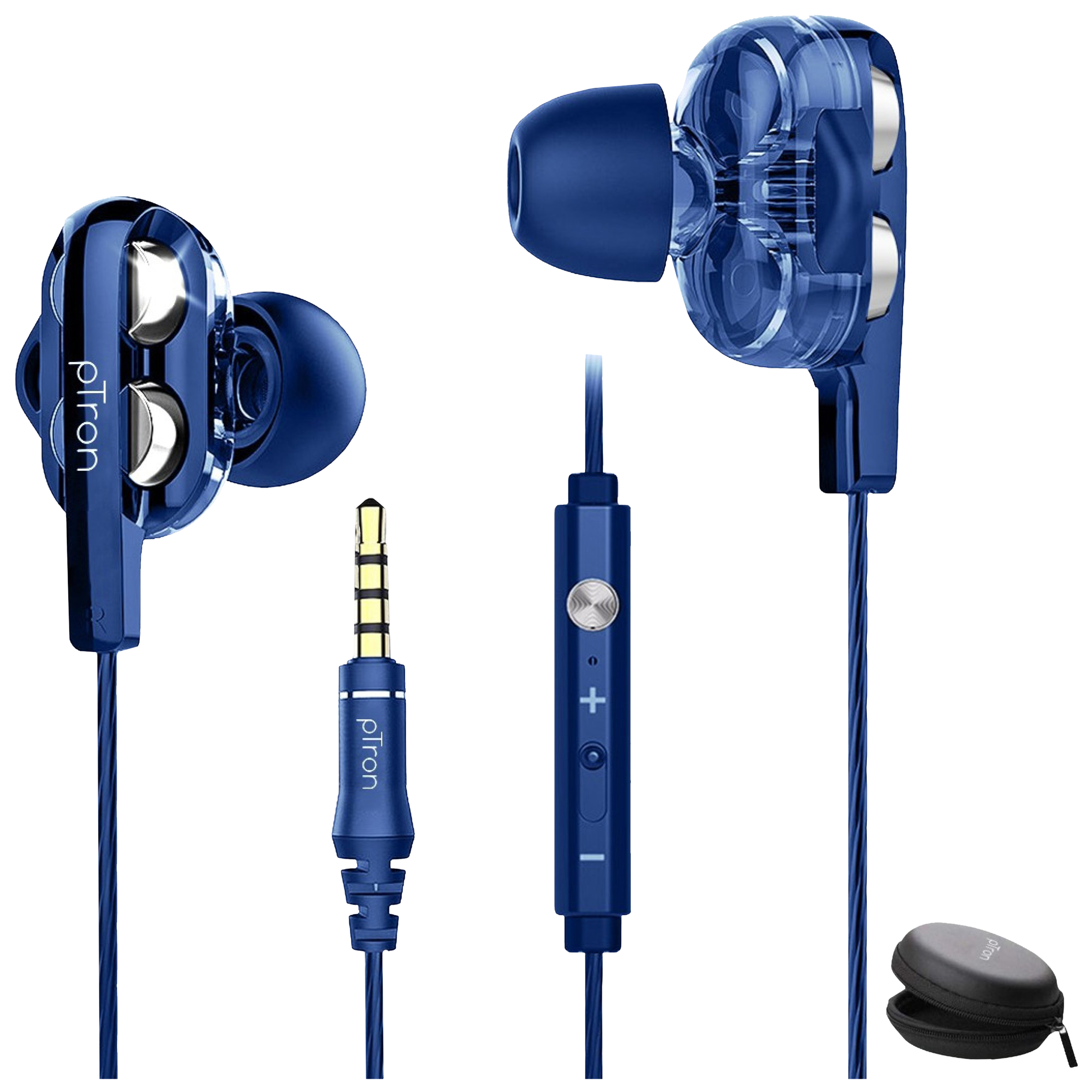 pTron Boom Pro 140317851 Wired Earphone with Mic (In Ear, Dark Blue) pTron Boom Pro 140317851 Wired Earphone with Mic (In Ear, Dark Blue)_1