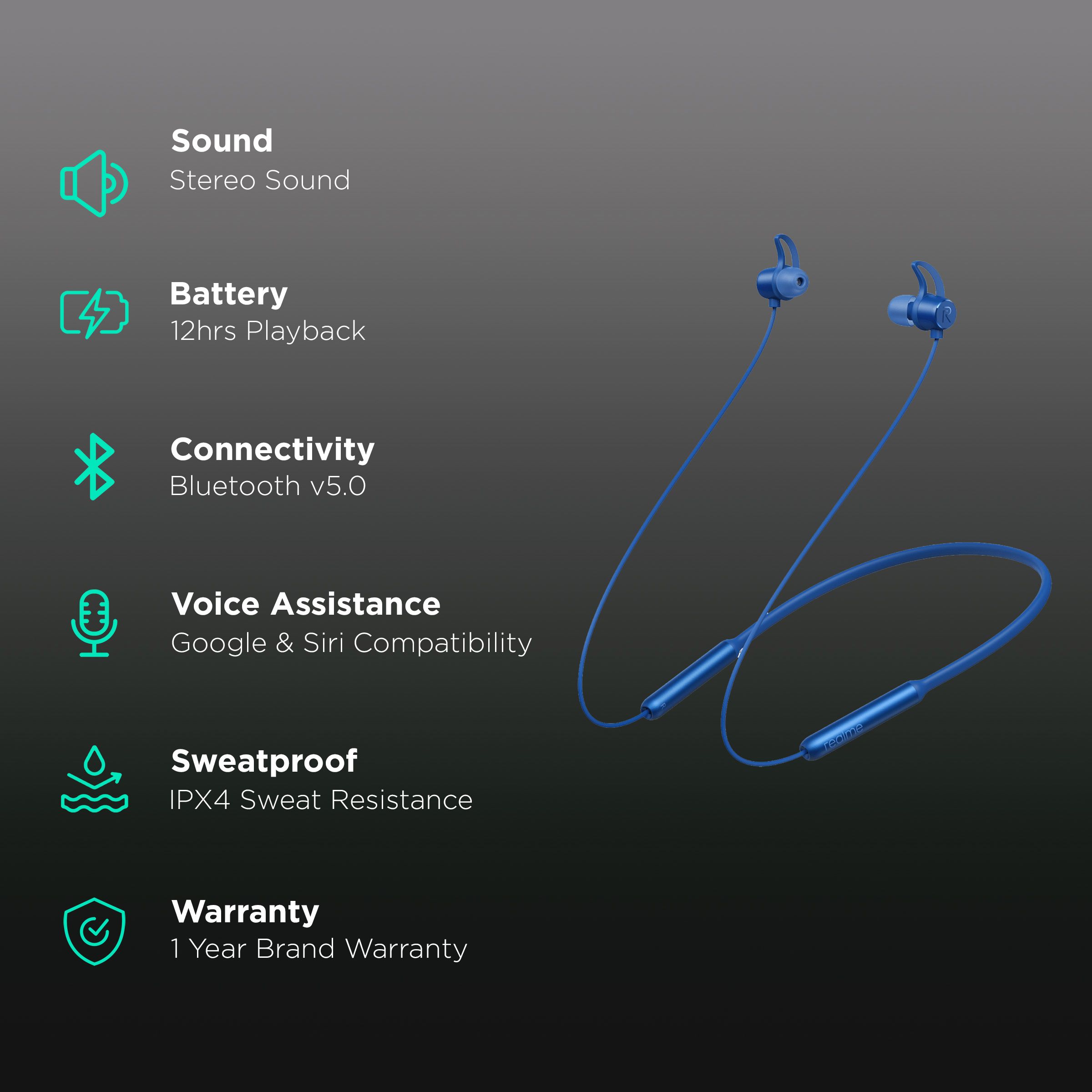 realme Buds RMA108 Neckband (IPX4 Sweat & Water Resistant, 12 Hours Playtime, Blue)_2
