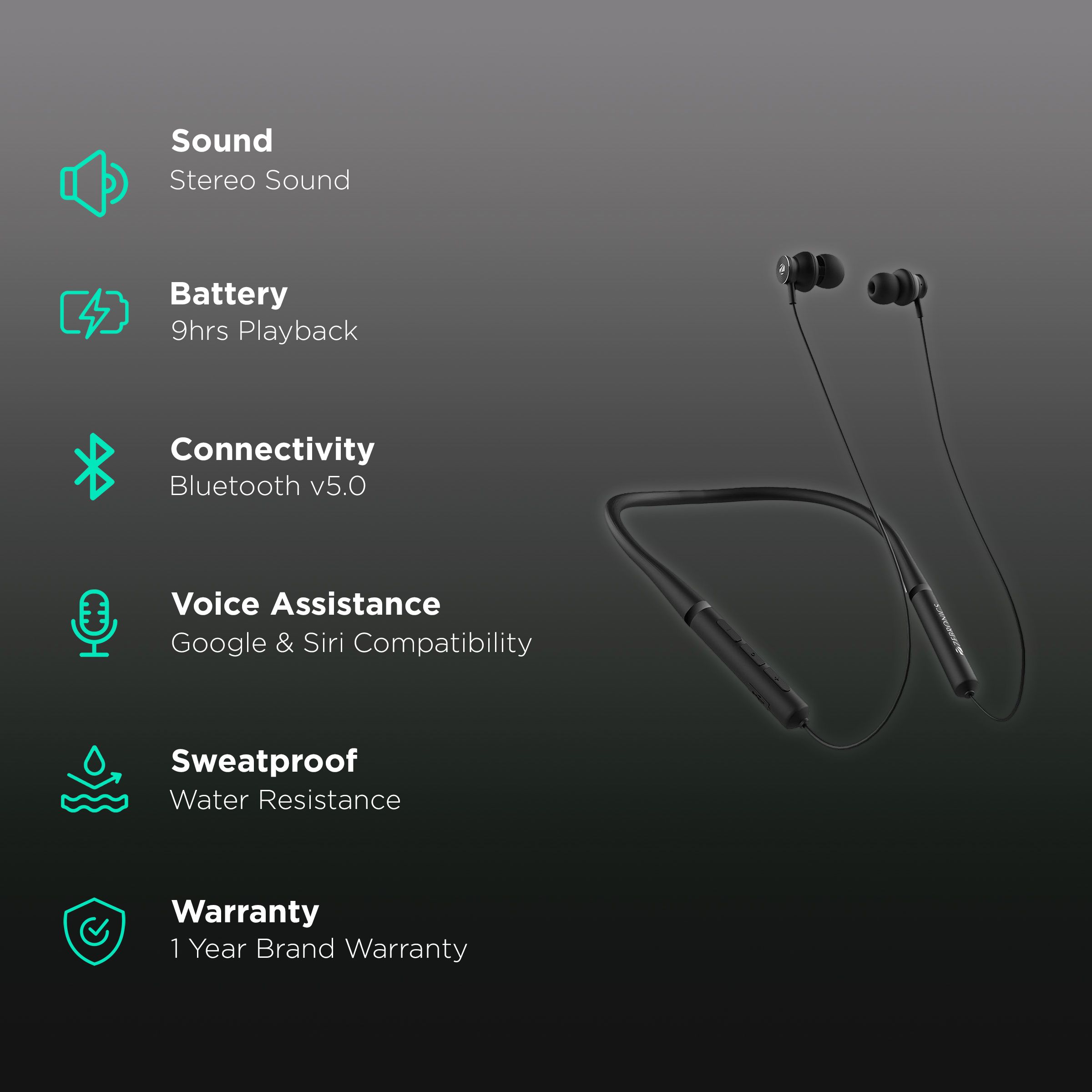 ZEBRONICS Yoga 90 Pro Neckband (Water Resistant, 9 Hours Playtime, Black) ZEBRONICS Yoga 90 Pro Neckband (Water Resistant, 9 Hours Playtime, Black)_2