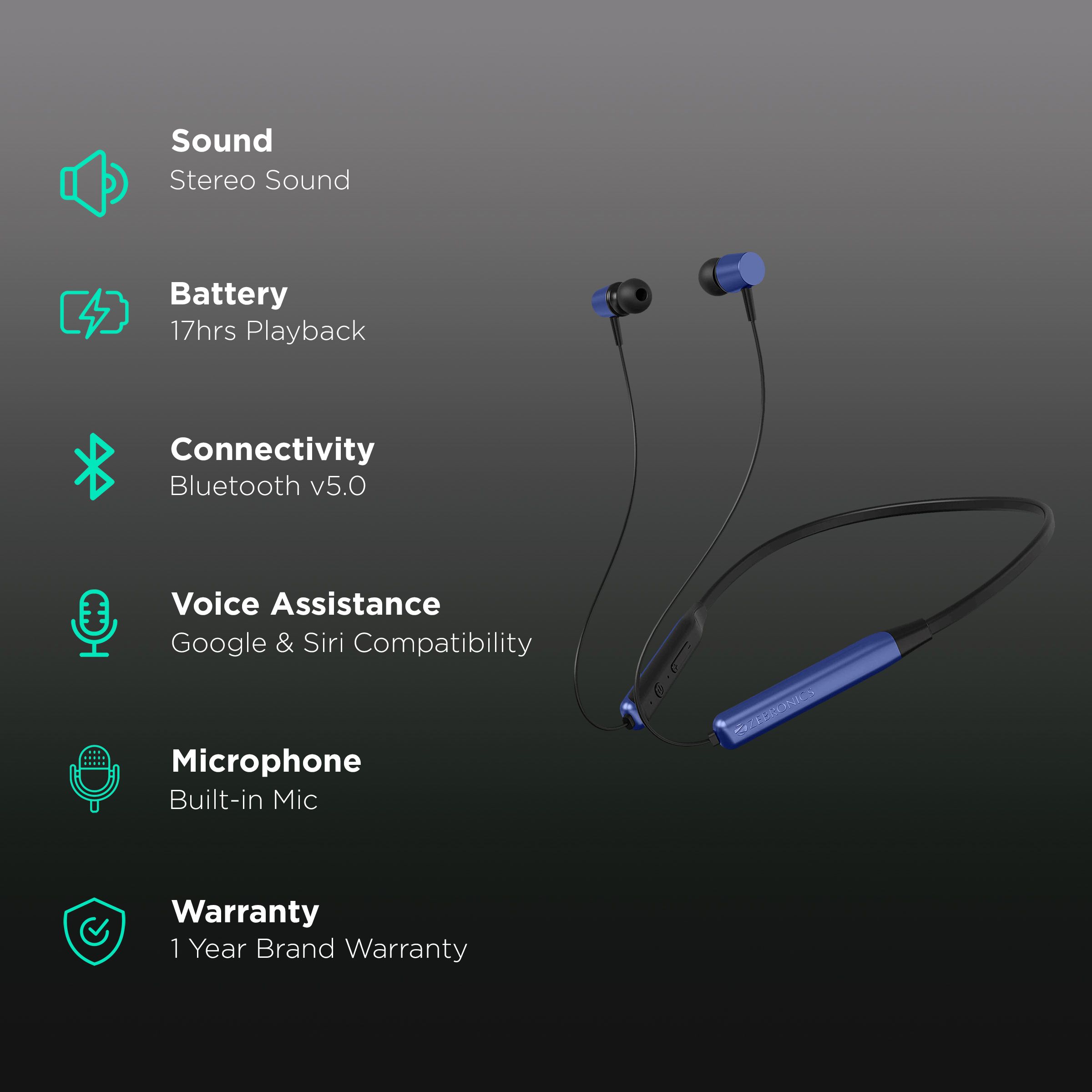 ZEBRONICS Evolve Neckband (17 Hours Playtime, Blue) ZEBRONICS Evolve Neckband (17 Hours Playtime, Blue)_2