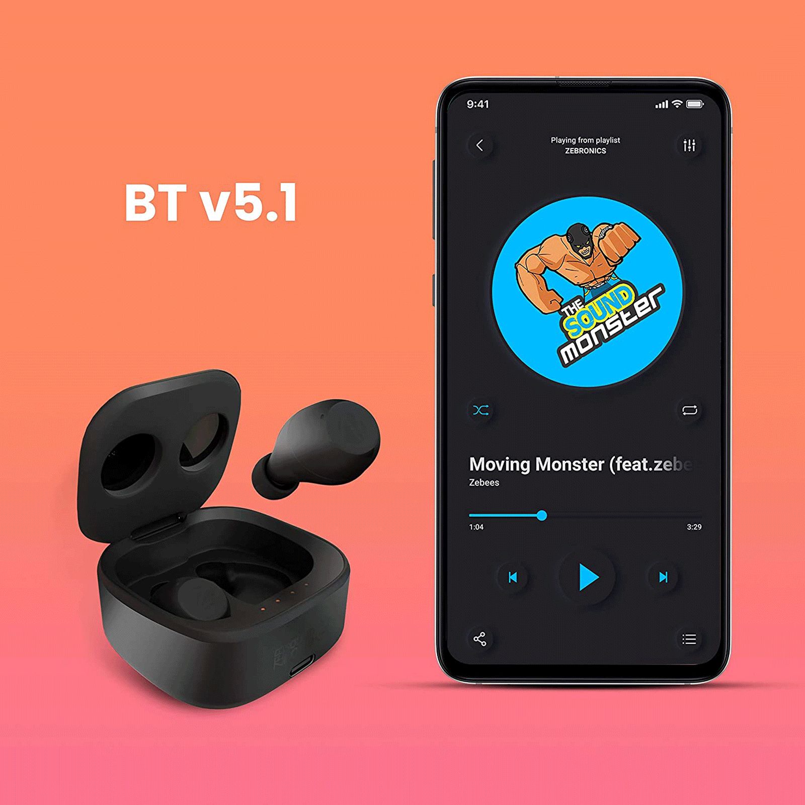 ZEBRONICS Sound Bomb S1 Pro TWS Earbuds (Splashproof, 18 Hours Playback, Black) ZEBRONICS Sound Bomb S1 Pro TWS Earbuds (Splashproof, 18 Hours Playback, Black)_6