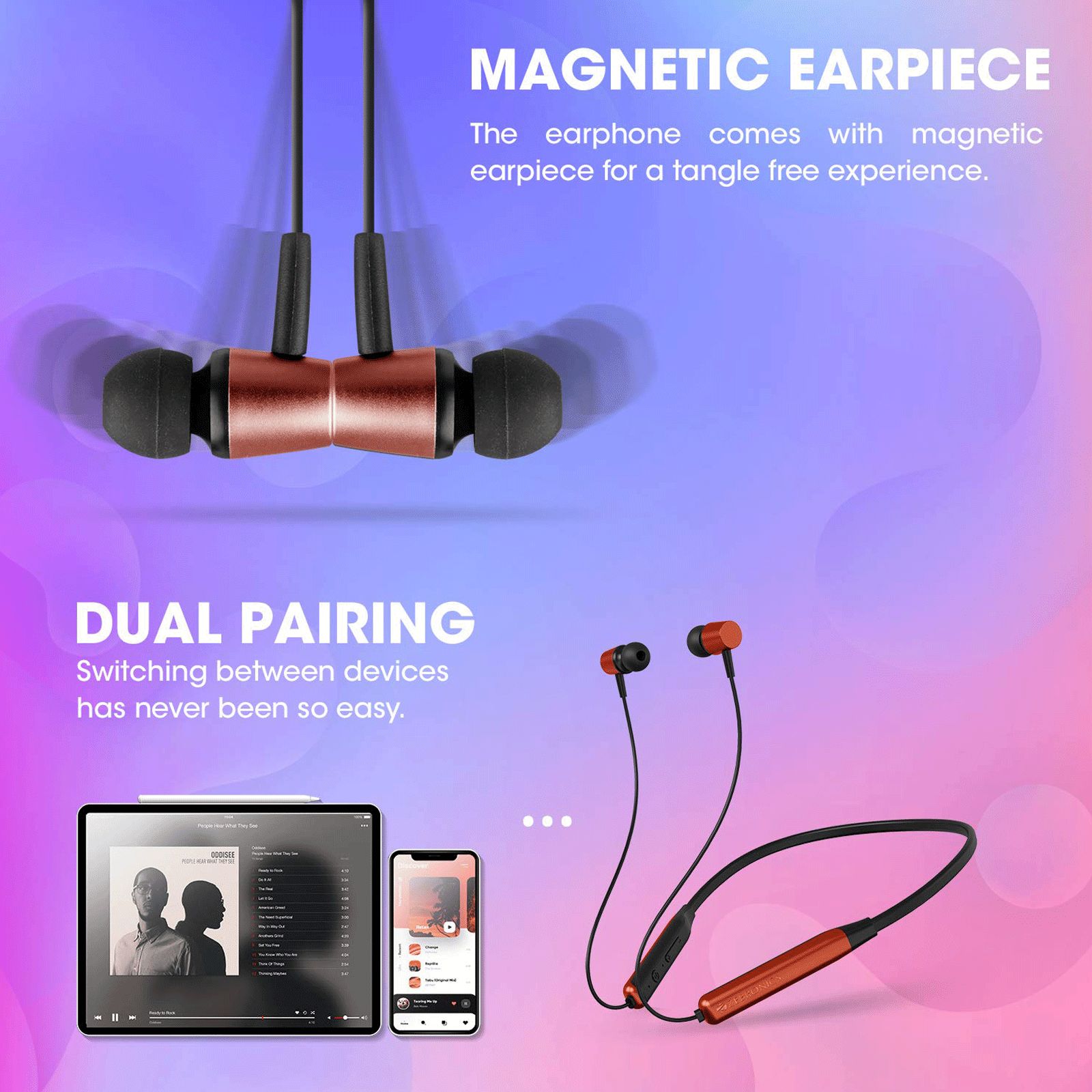 ZEBRONICS Evolve Neckband (17 Hours Playtime, Orange)_5