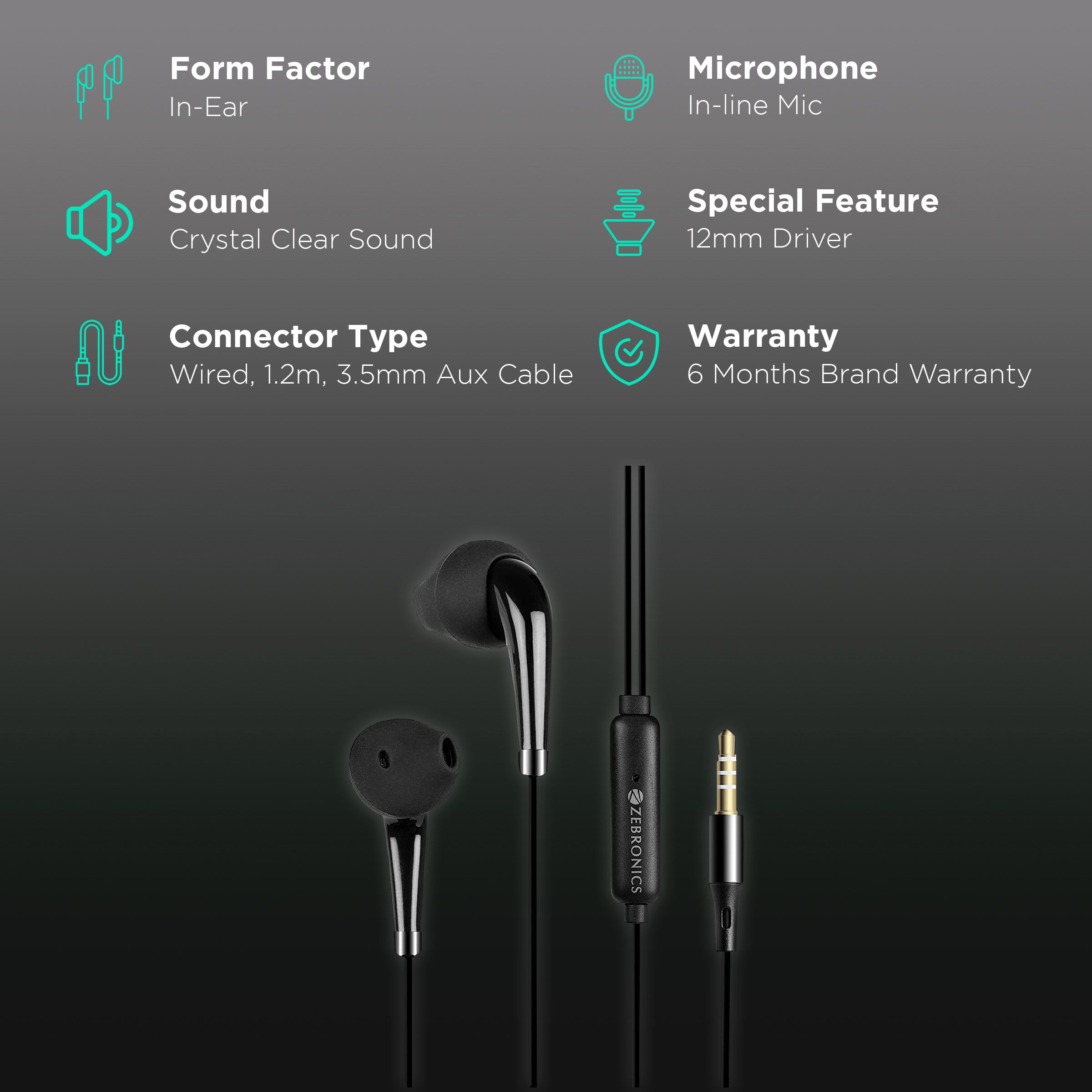 ZEBRONICS Calyx Wired Earphone with Mic (In Ear, Black) ZEBRONICS Calyx Wired Earphone with Mic (In Ear, Black)_2