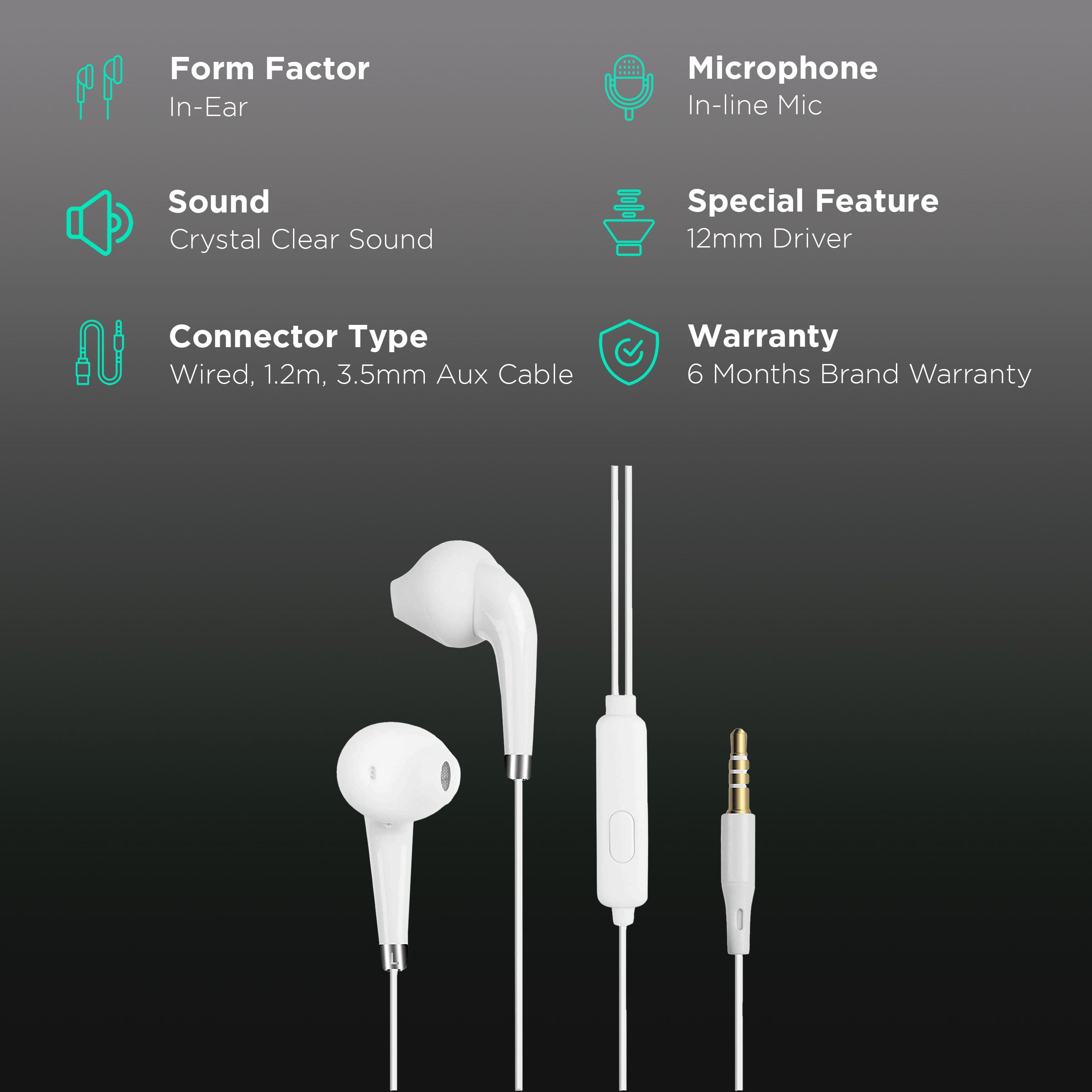 ZEBRONICS Calyx Wired Earphone with Mic (In Ear, White) ZEBRONICS Calyx Wired Earphone with Mic (In Ear, White)_2