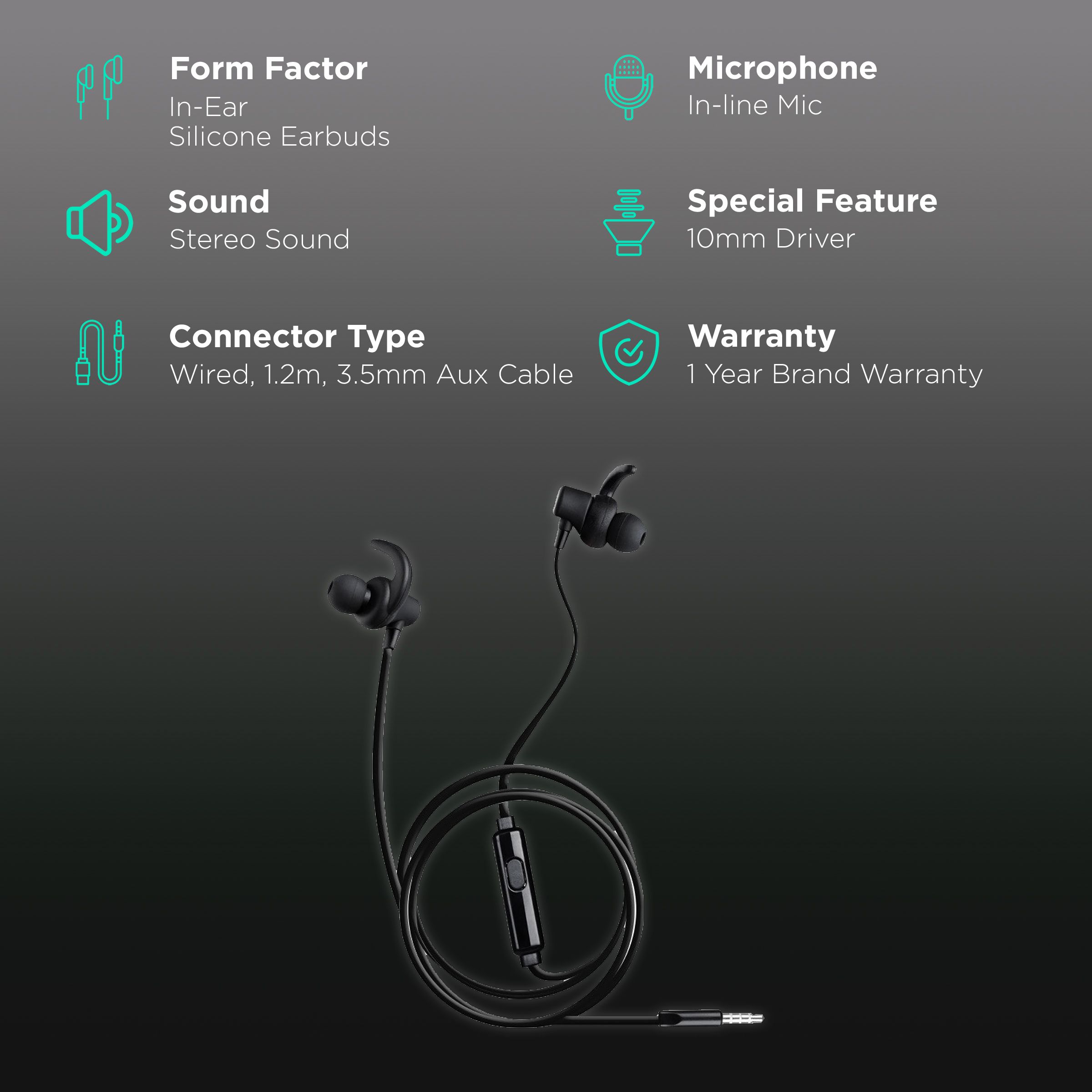 ZEBRONICS Petal Wired Earphone with Mic (In Ear, Black)_2