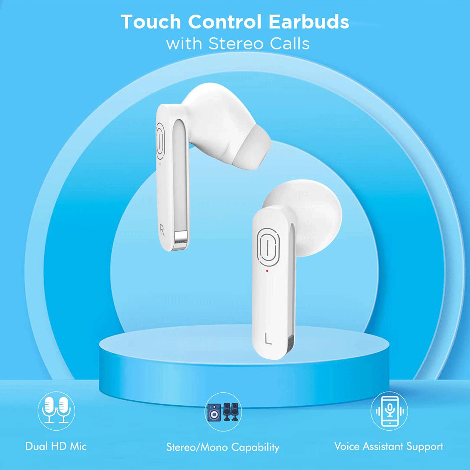 pTron Bassbuds Duo 140318114 TWS Earbuds with Passive Noise Cancellation (IPX4 Water Resistant, 15 Hours Playback, White)_8