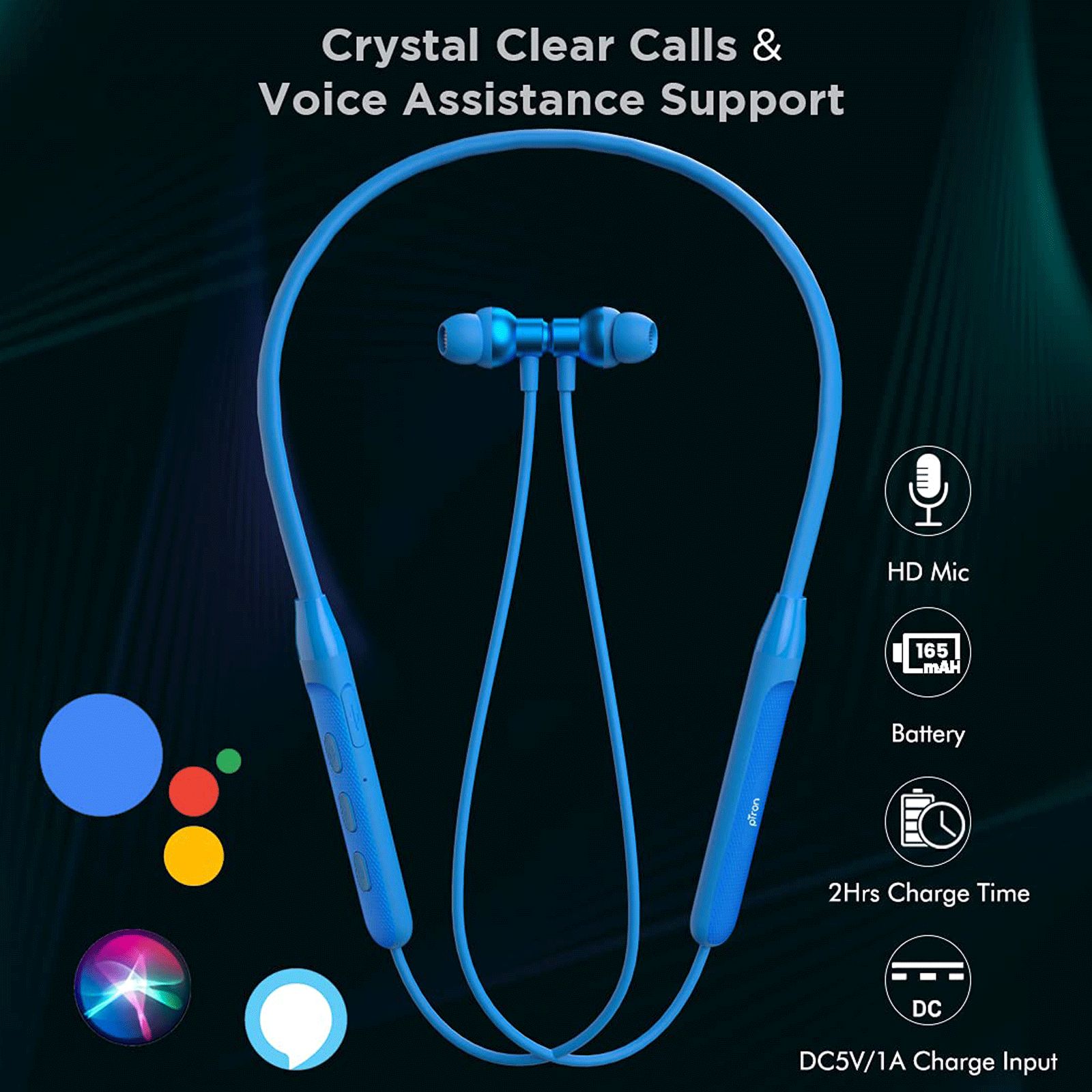 pTron Tangent Evo Neckband with Passive Noise Cancellation (IPX4 Water Resistant, 14 Hours Playback, Blue)_5