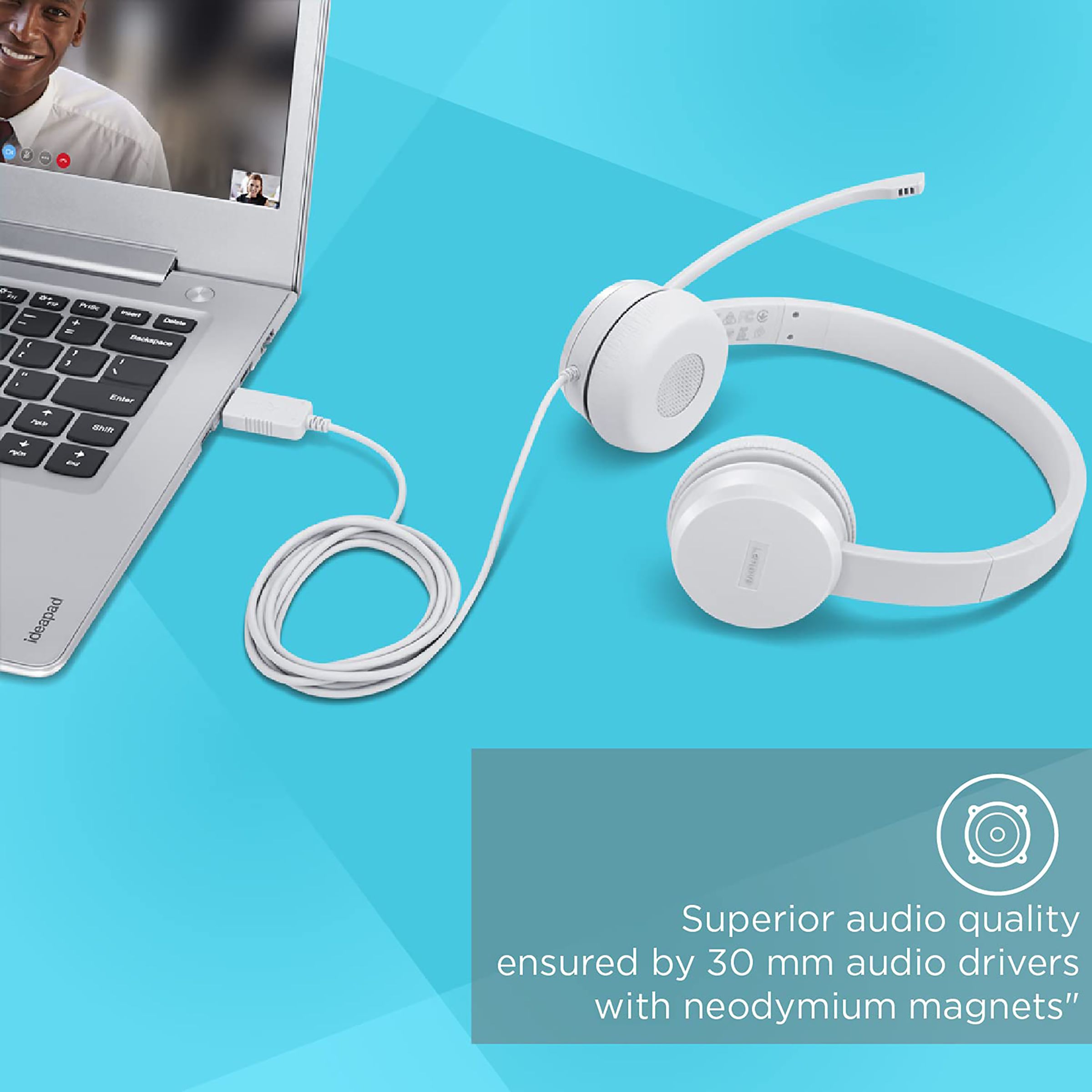 Lenovo 110 Stereo GXD1B67867 Wired Headphone with Mic (On Ear, White)_6