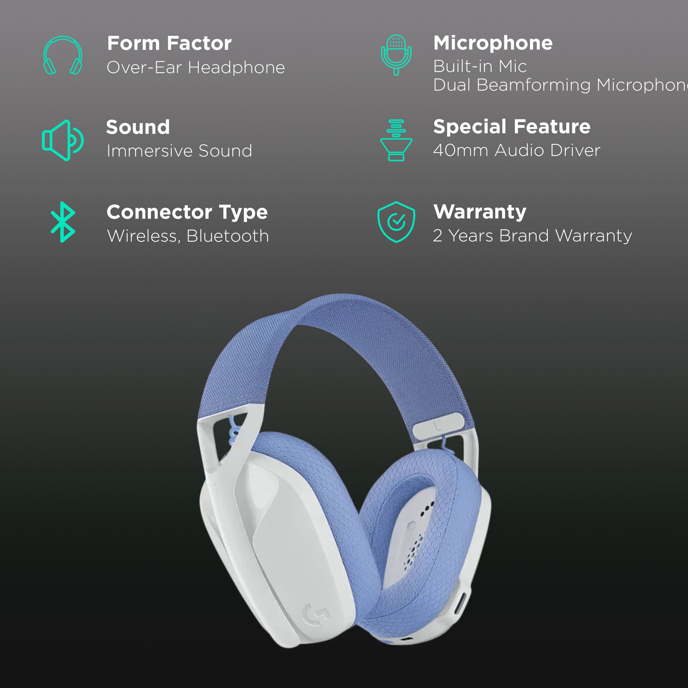 logitech G435 981-001075 Bluetooth Gaming Headphone (18 Hours Playback, Over Ear, Off-White/Lilac)_2