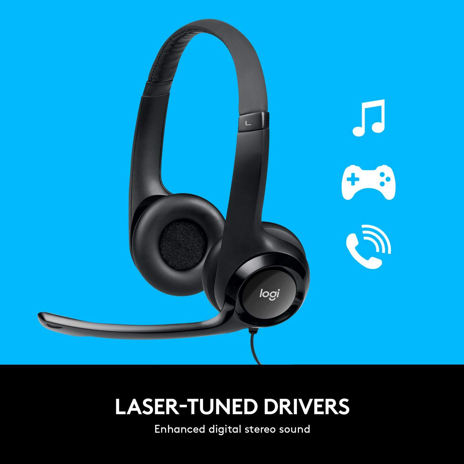 logitech H390 981-000485 Wired Headphone with Mic (Over Ear, Black) logitech H390 981-000485 Wired Headphone with Mic (Over Ear, Black)_4