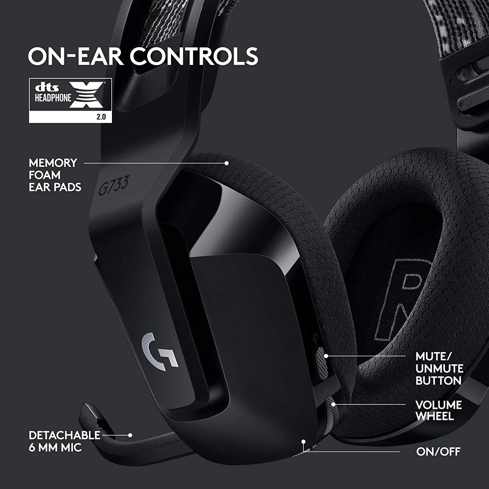 logitech G733 981-000867 Bluetooth Gaming Headphone (29 Hours Playback, Over Ear, Black) logitech G733 981-000867 Bluetooth Gaming Headphone (29 Hours Playback, Over Ear, Black)_7