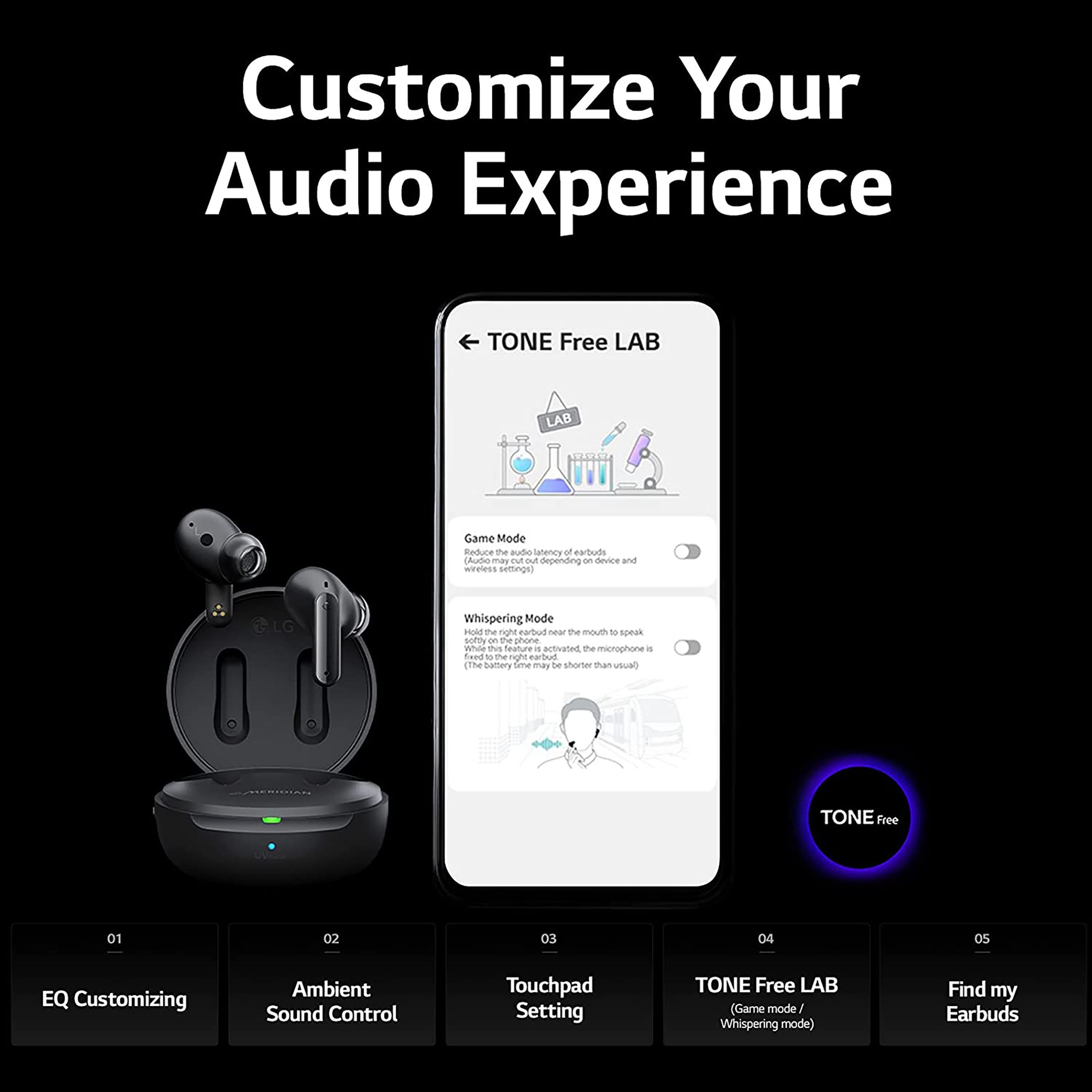 LG Tone Free TONE-FP5.CINDLLK TWS Earbuds with Active Noise Cancellation (IPX4 Sweat & Water Resistant, 22 Hours Playback, Charcoal Black)_18