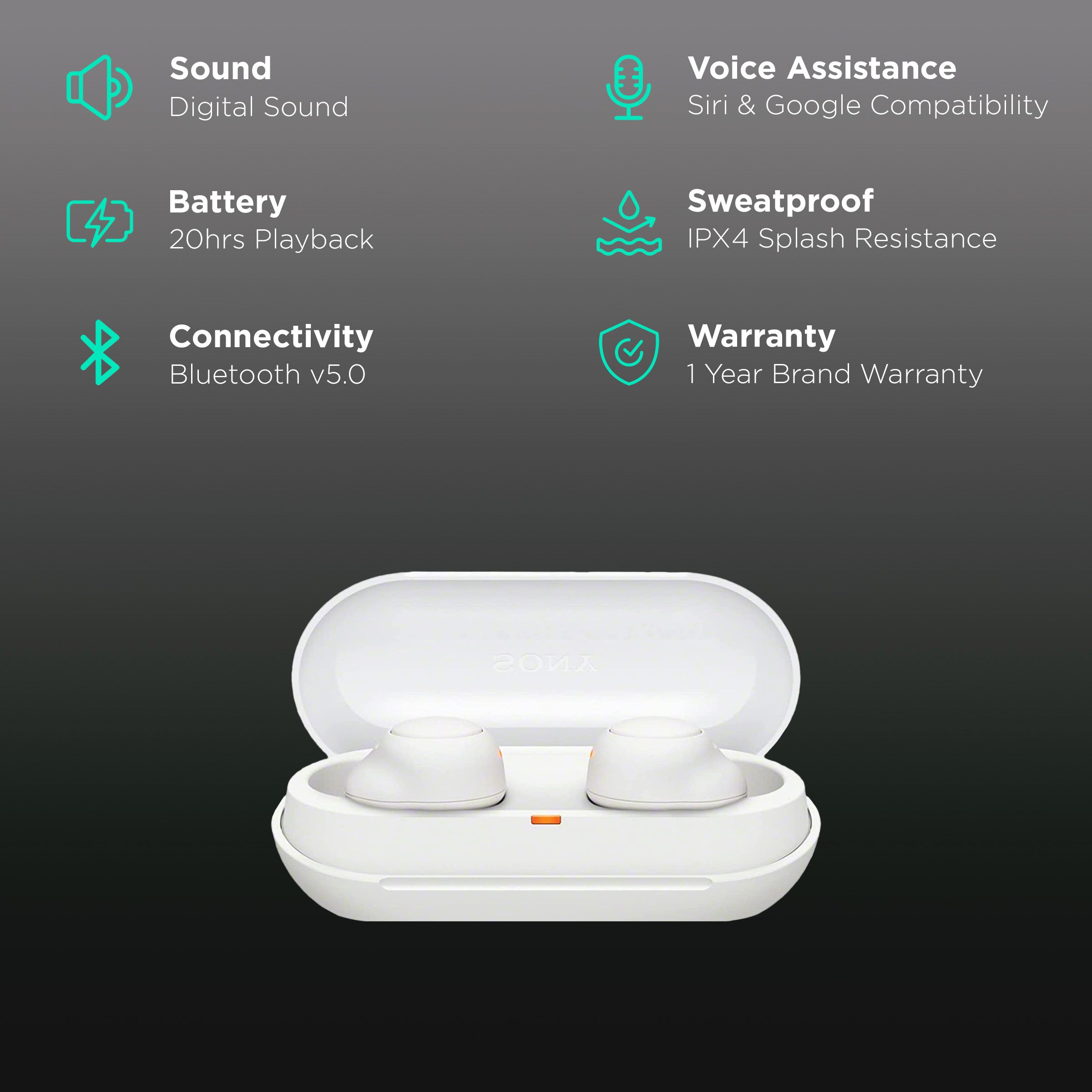 SONY WF-C500 92483282 TWS Earbuds (IPX4 Splashes, Sweat & Water Resistant, 20 Hours Playback, White)_2