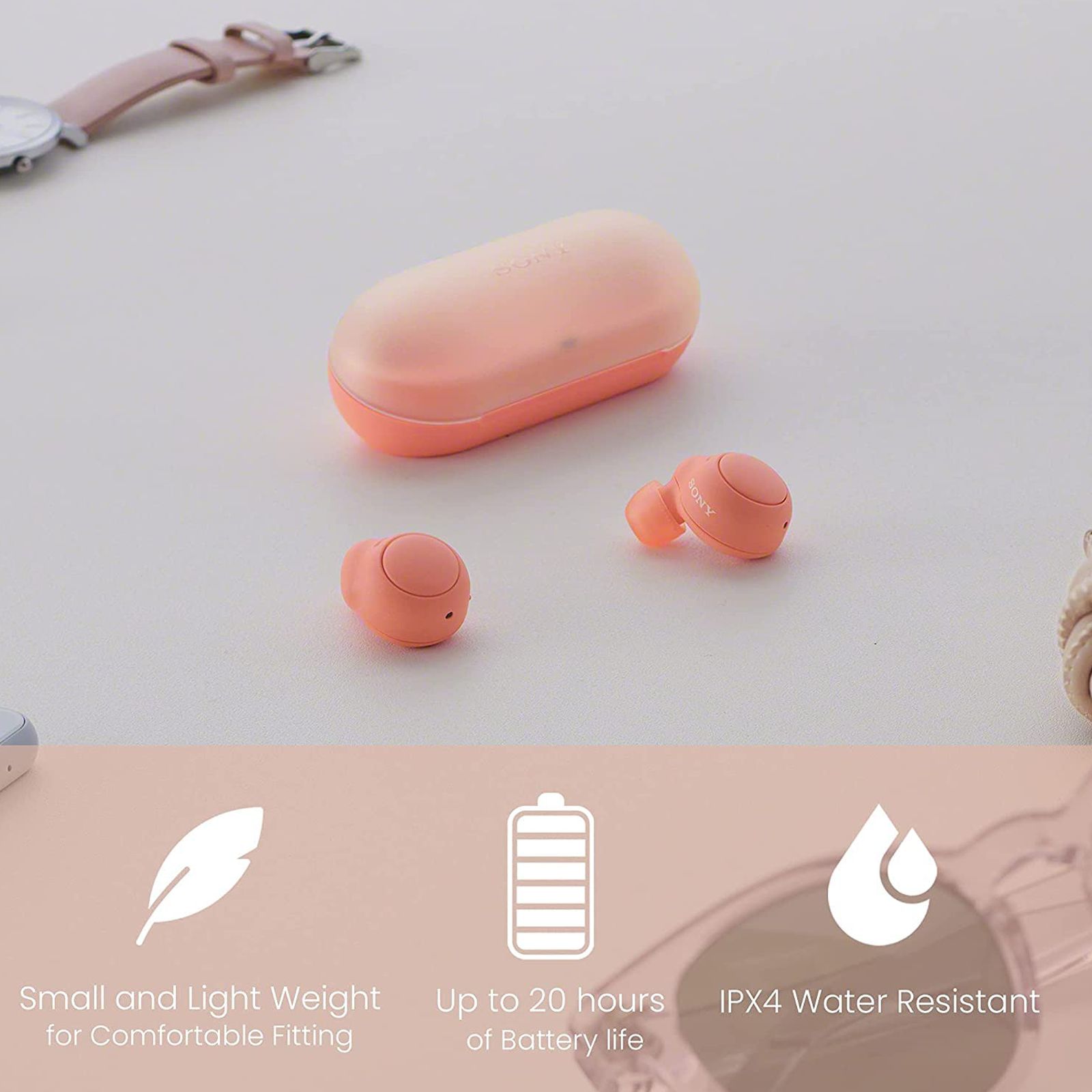 SONY WF-C500 92483284 TWS Earbuds (IPX4 Splashes, Sweat & Water Resistant, 20 Hours Playback, Orange)_5