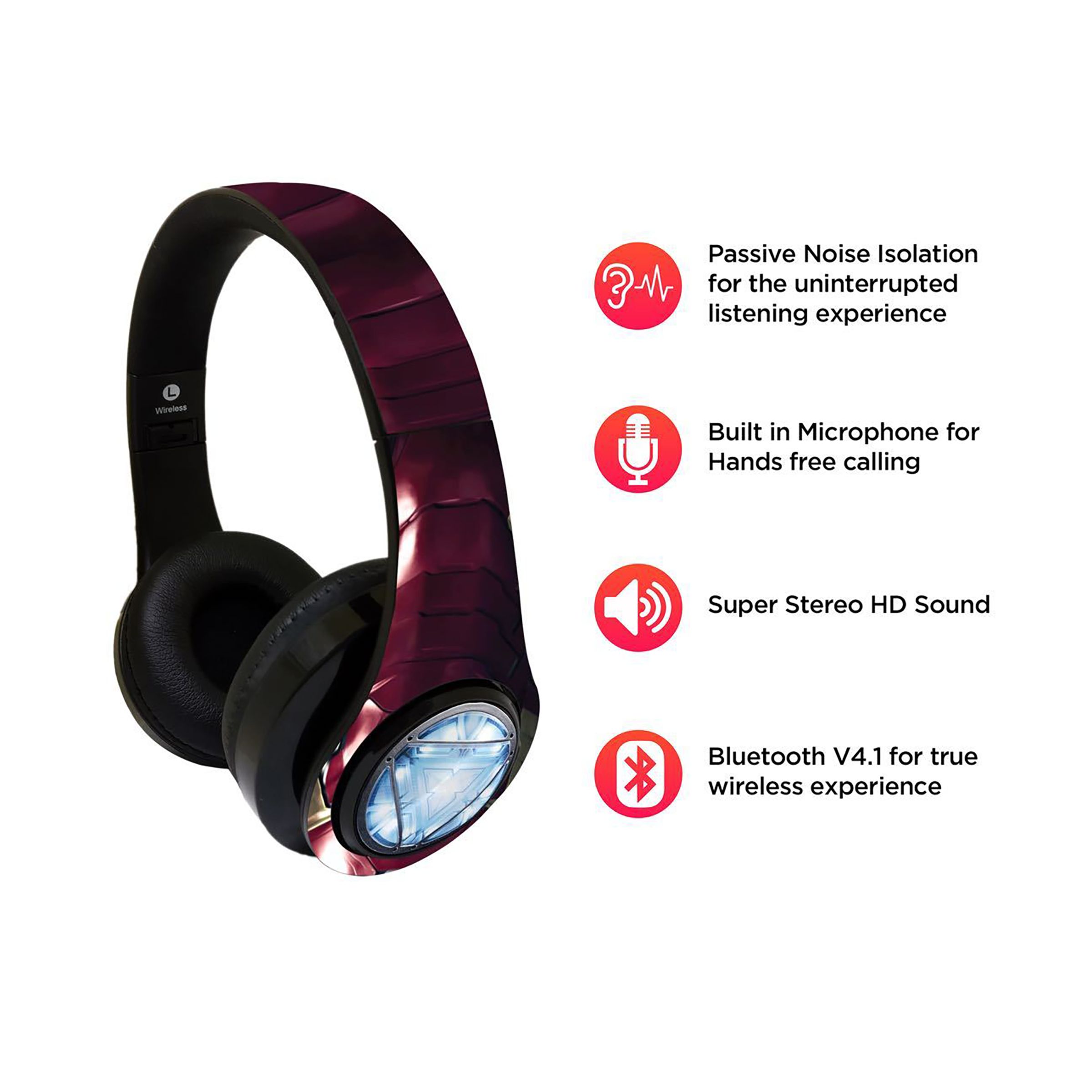 macmerise Suit up Ironman - Decibel SODCIBLMM1898 Bluetooth Headphone with Mic (Passive Noise Cancellation, On Ear, Multicolor) macmerise Suit up Ironman - Decibel SODCIBLMM1898 Bluetooth Headphone with Mic (Passive Noise Cancellation, On Ear, Multicolor)_4