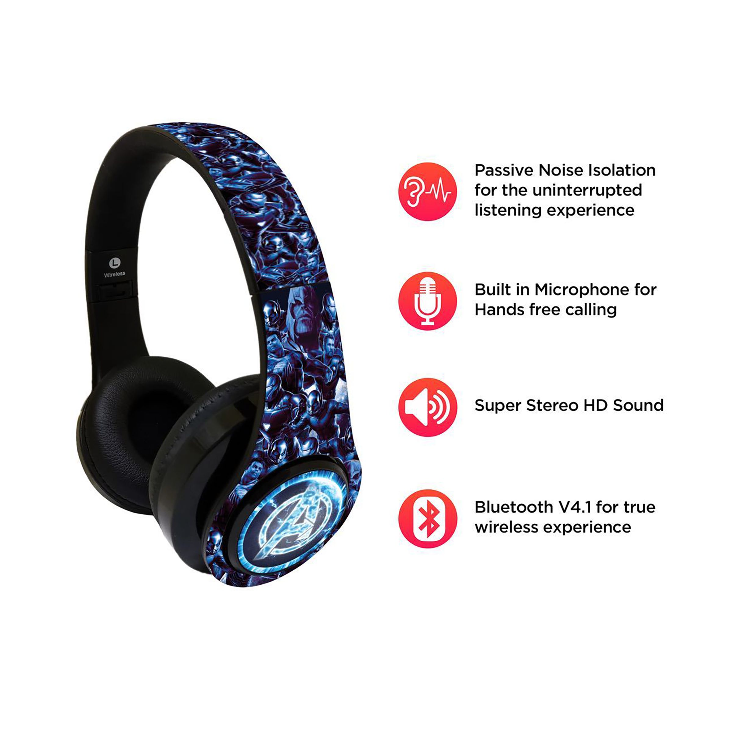 macmerise Avengers Endgame Hurricane Decibel SODCIBLMM4438 Bluetooth Headphone with Mic (Built In FM Radio, On Ear, Multicolor) macmerise Avengers Endgame Hurricane Decibel SODCIBLMM4438 Bluetooth Headphone with Mic (Built In FM Radio, On Ear, Multicolor)_6