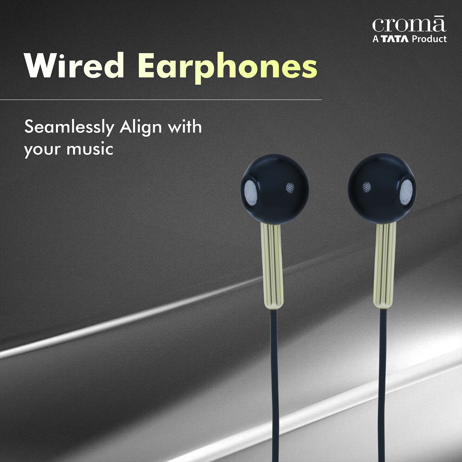Croma Wired Earphone with Mic (In Ear, Black) Croma Wired Earphone with Mic (In Ear, Black)_3