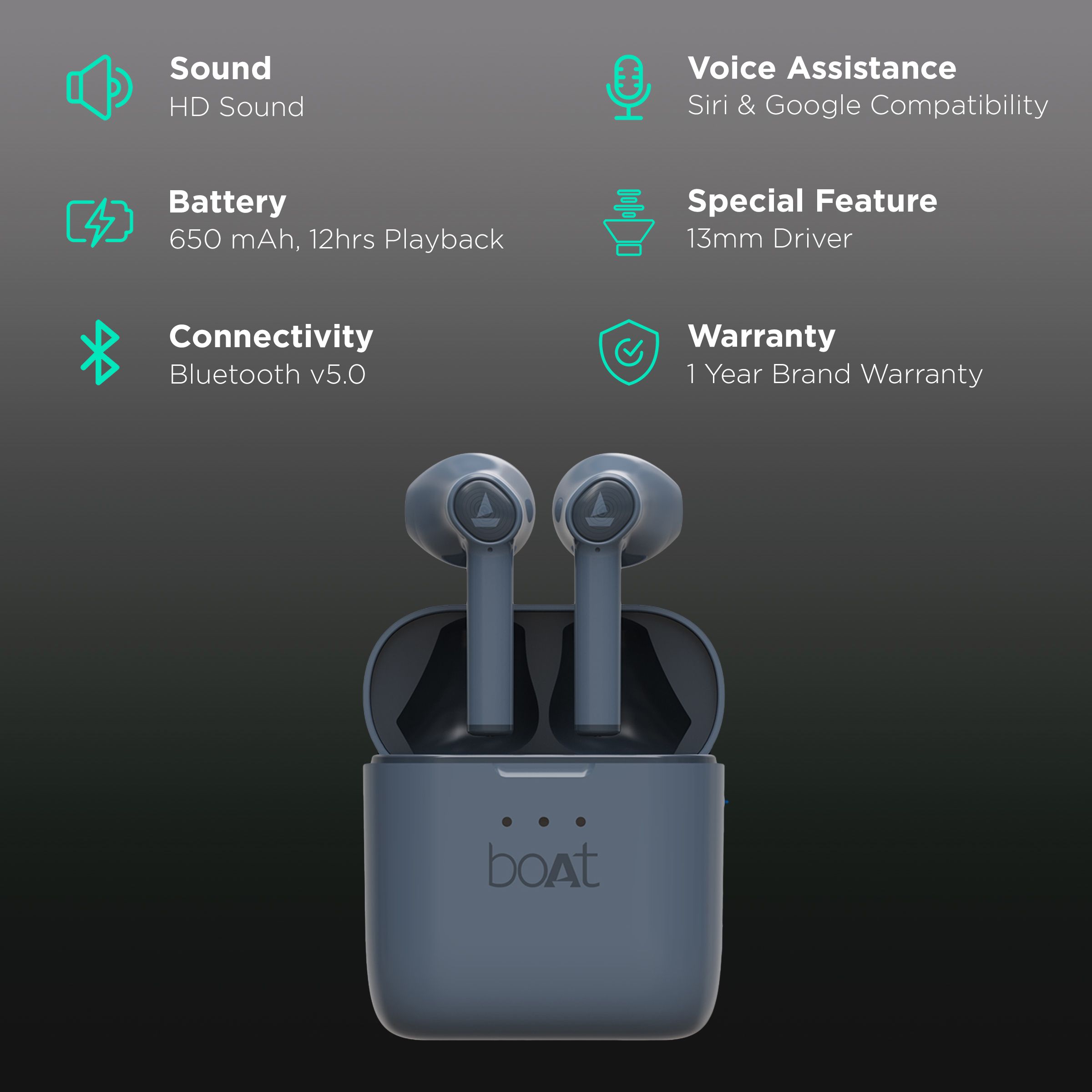 boAt Airdopes 131 TWS Earbuds (12 Hours Playtime, Steel Blue)_2