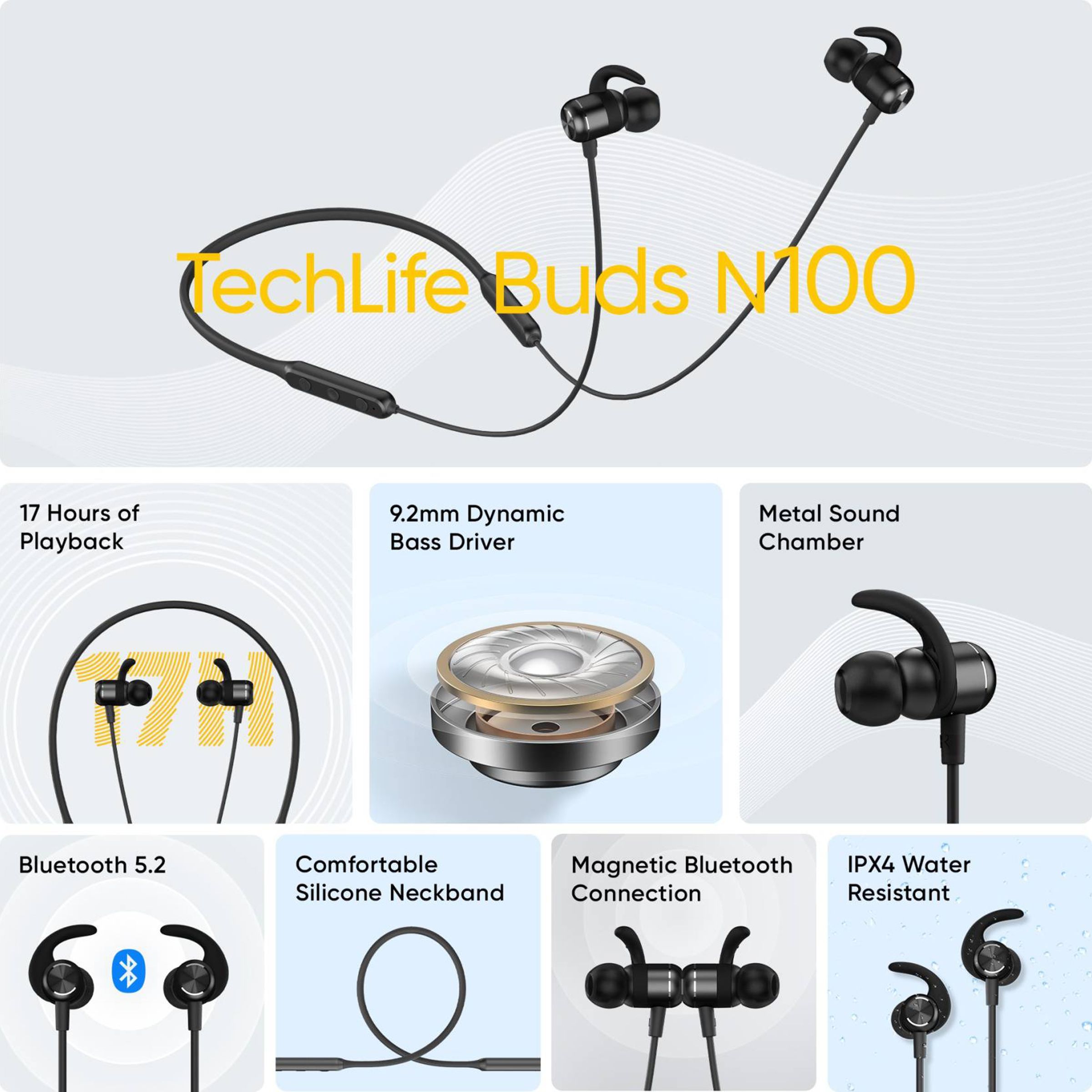 realme N100 RMA2111 Neckband (IPX4 Water Resistant, 17 Hours Playtime, Black)_8
