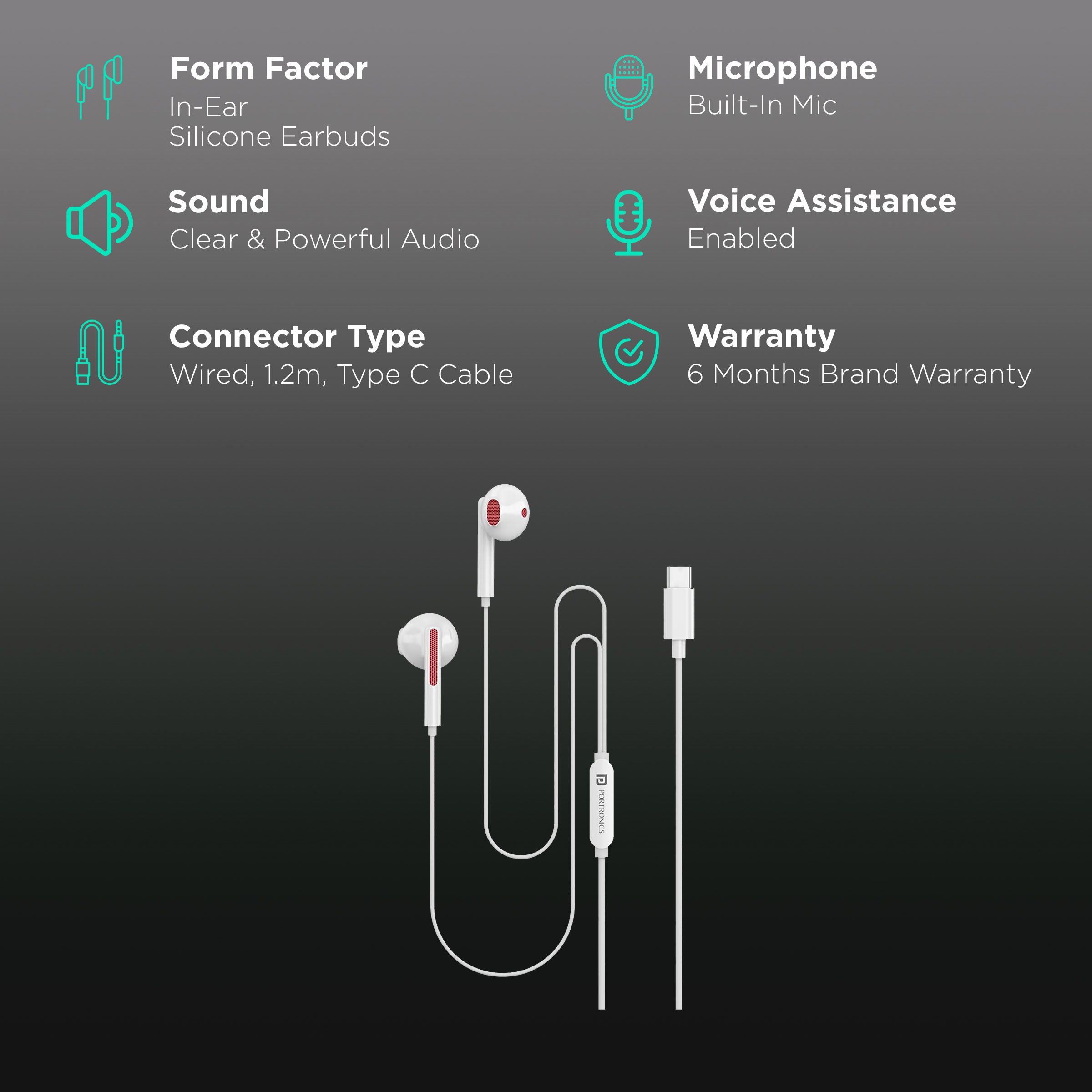PORTRONICS Conch 120 POR 1551 Wired Earphone with Mic (In Ear, Red) PORTRONICS Conch 120 POR 1551 Wired Earphone with Mic (In Ear, Red)_2