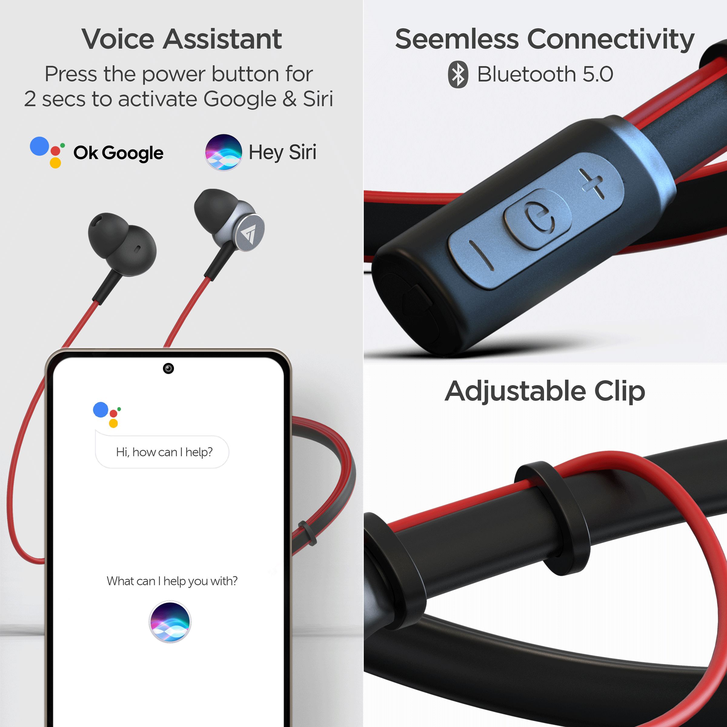 GOBOULT ProBass Curve BA-RD-Curve Neckband with Passive Noise Cancellation (IPX5 Water Resistant, Google & Siri Compatibility, Red)_8
