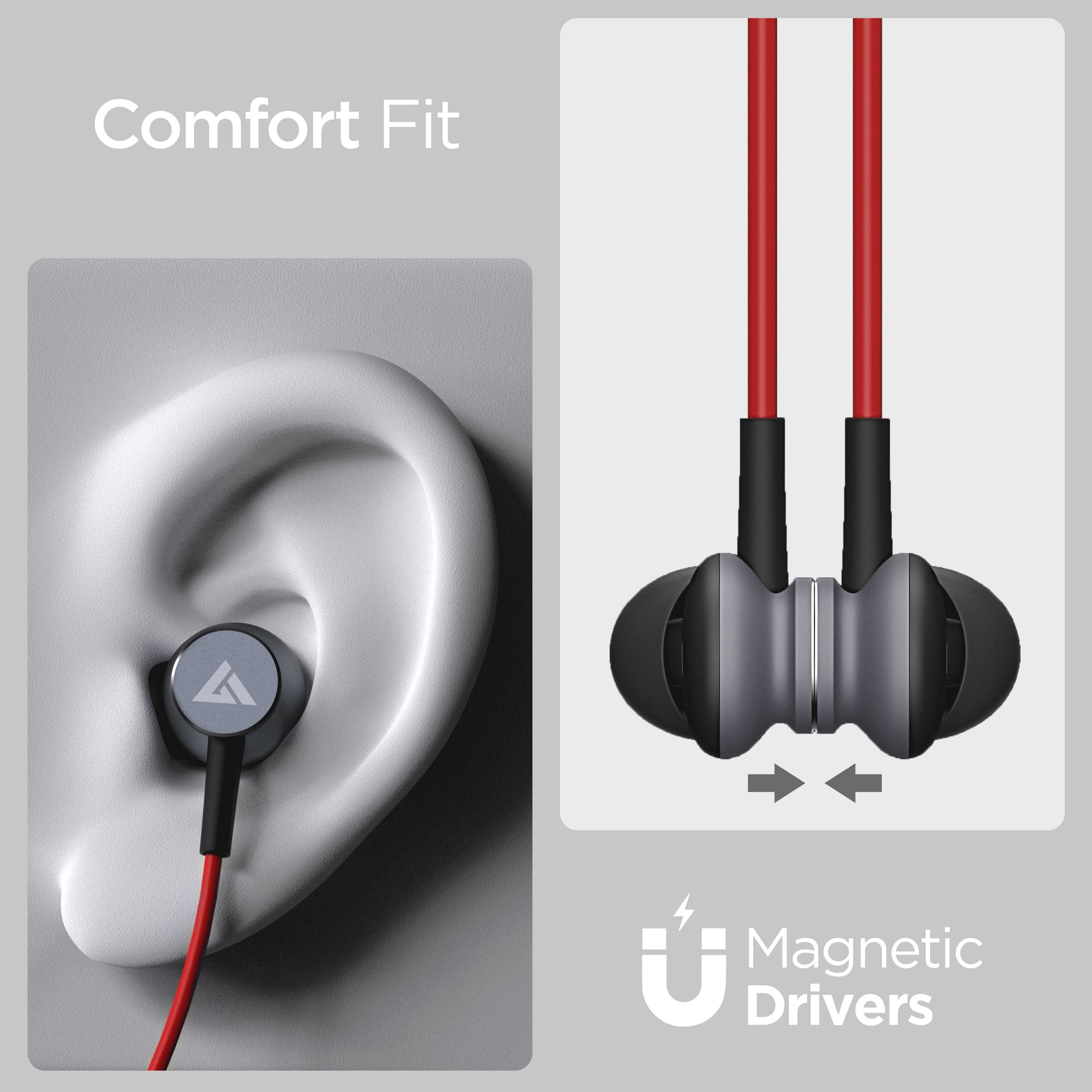 GOBOULT ProBass Curve BA-RD-Curve Neckband with Passive Noise Cancellation (IPX5 Water Resistant, Google & Siri Compatibility, Red)_9