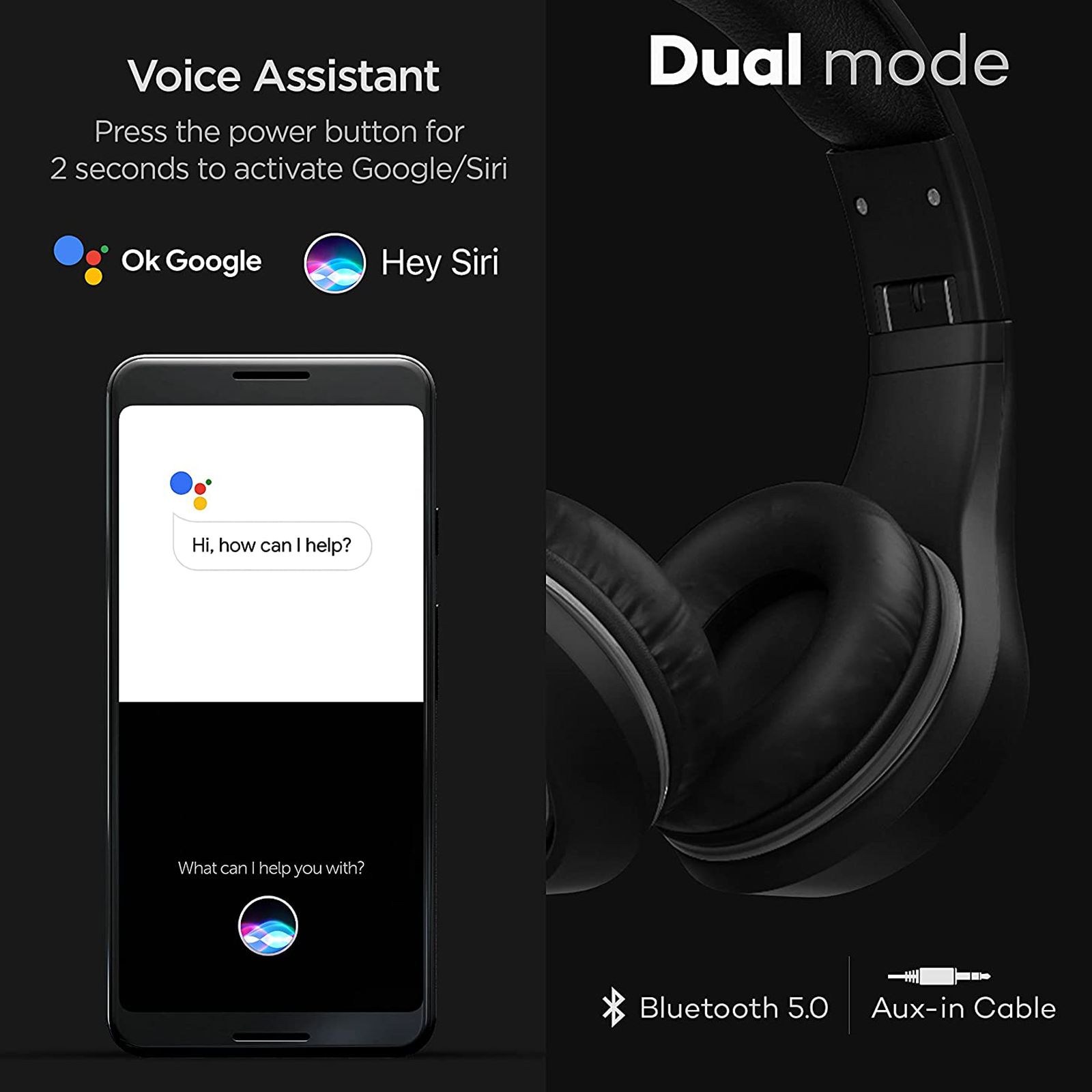 GOBOULT ProBass FluidX BA-RD-FluidX On-Ear Wireless Headphones with Mic (Voice Assistant, Black)_4